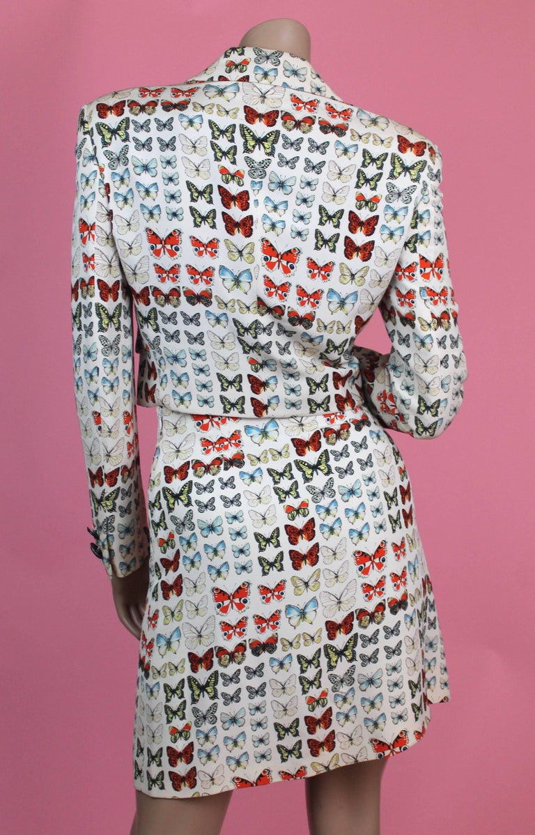 Gianni Versace Spring Summer 1995 Butterfly Print Skirt Suit Size IT 42 ...