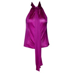 Gianni Versace SS 2000 Jungle Purple Hot Silk Blouse Top Swarovski Buttons 38