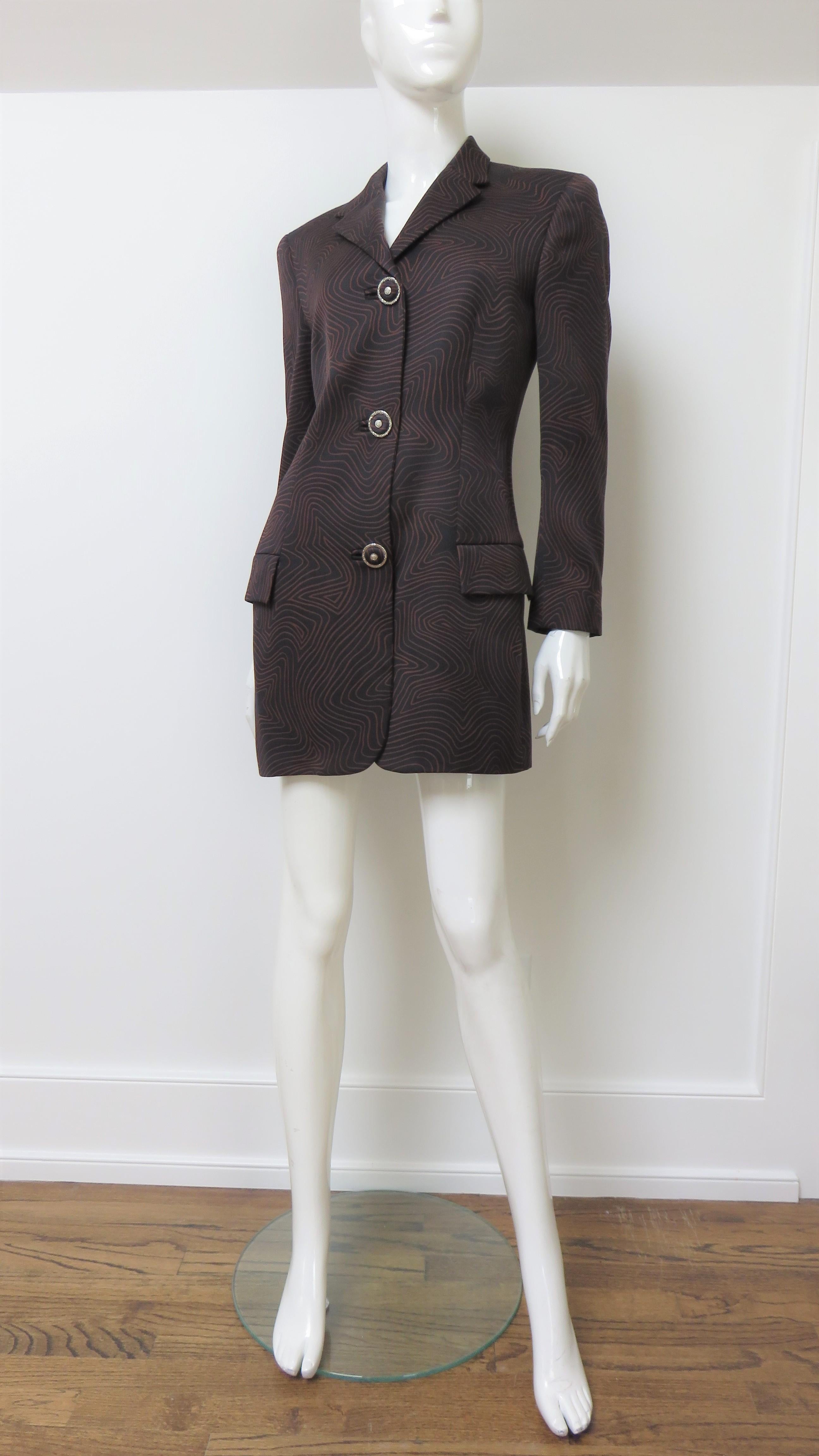 Gianni Versace Silk Lines Jacket 1990s For Sale 5
