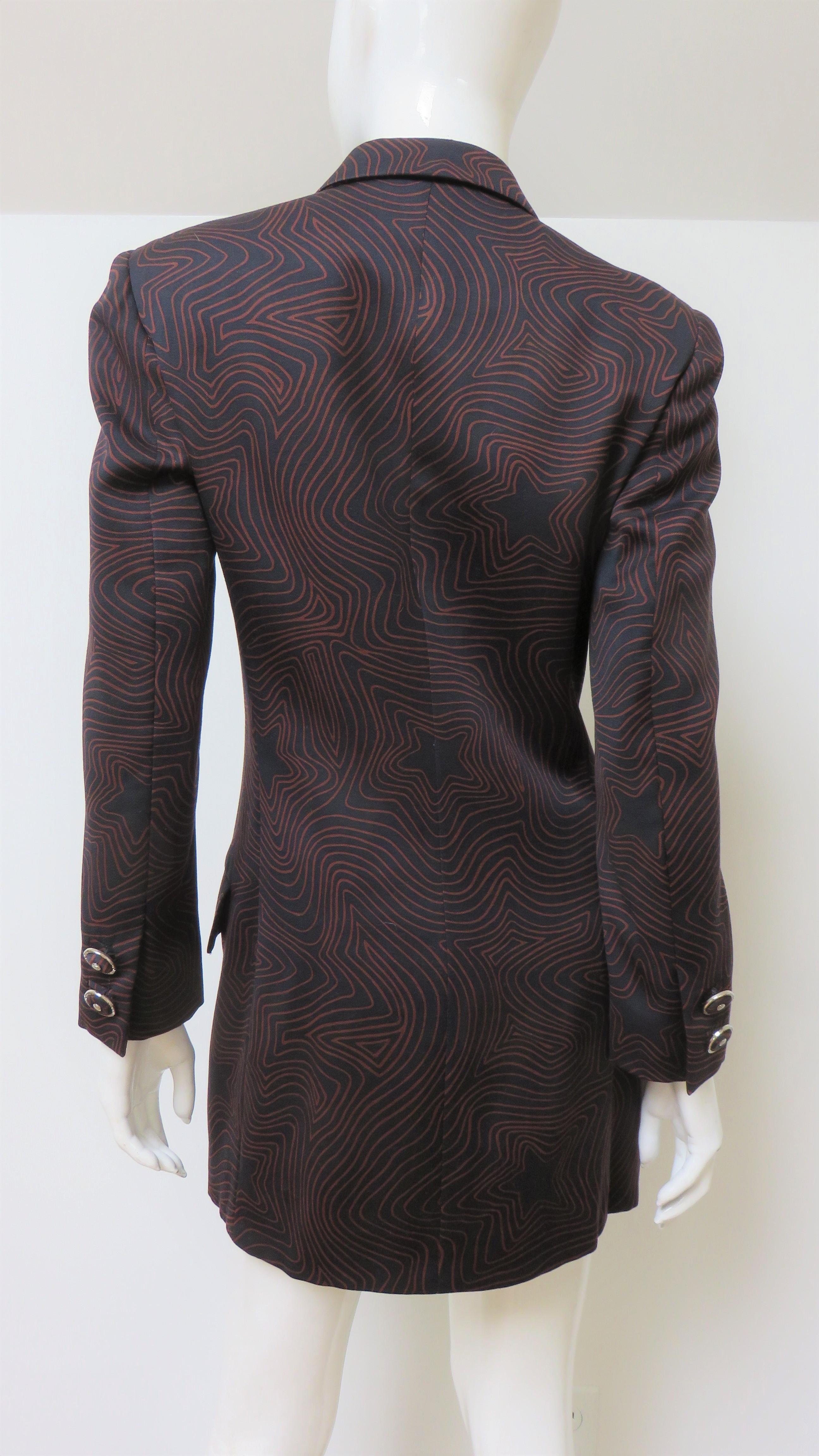Gianni Versace Silk Lines Jacket 1990s For Sale 6