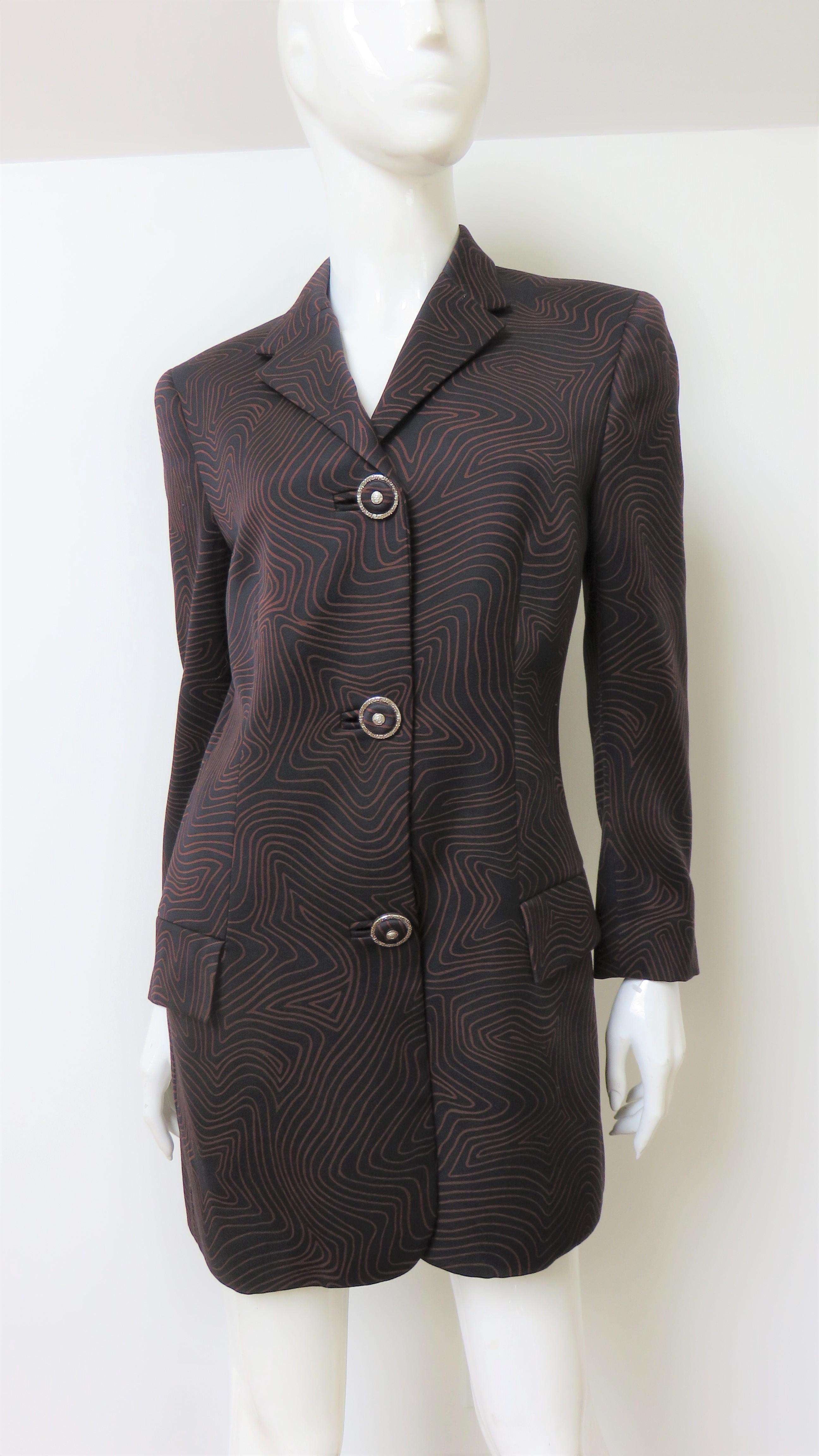 Gianni Versace Silk Lines Jacket 1990s For Sale 4