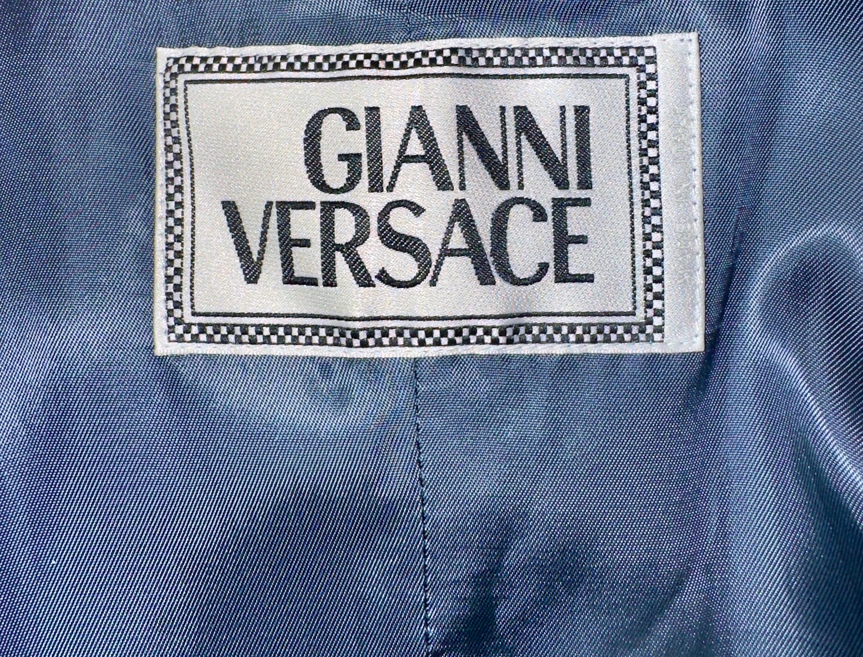 GIANNI VERSACE Stella's FW 2001 Demin Style Distressed Leather Gown Dress 42 For Sale 6