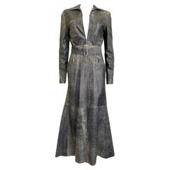 GIANNI VERSACE Stella's FW 2001 Demin Style Distressed Leather Gown Dress 42