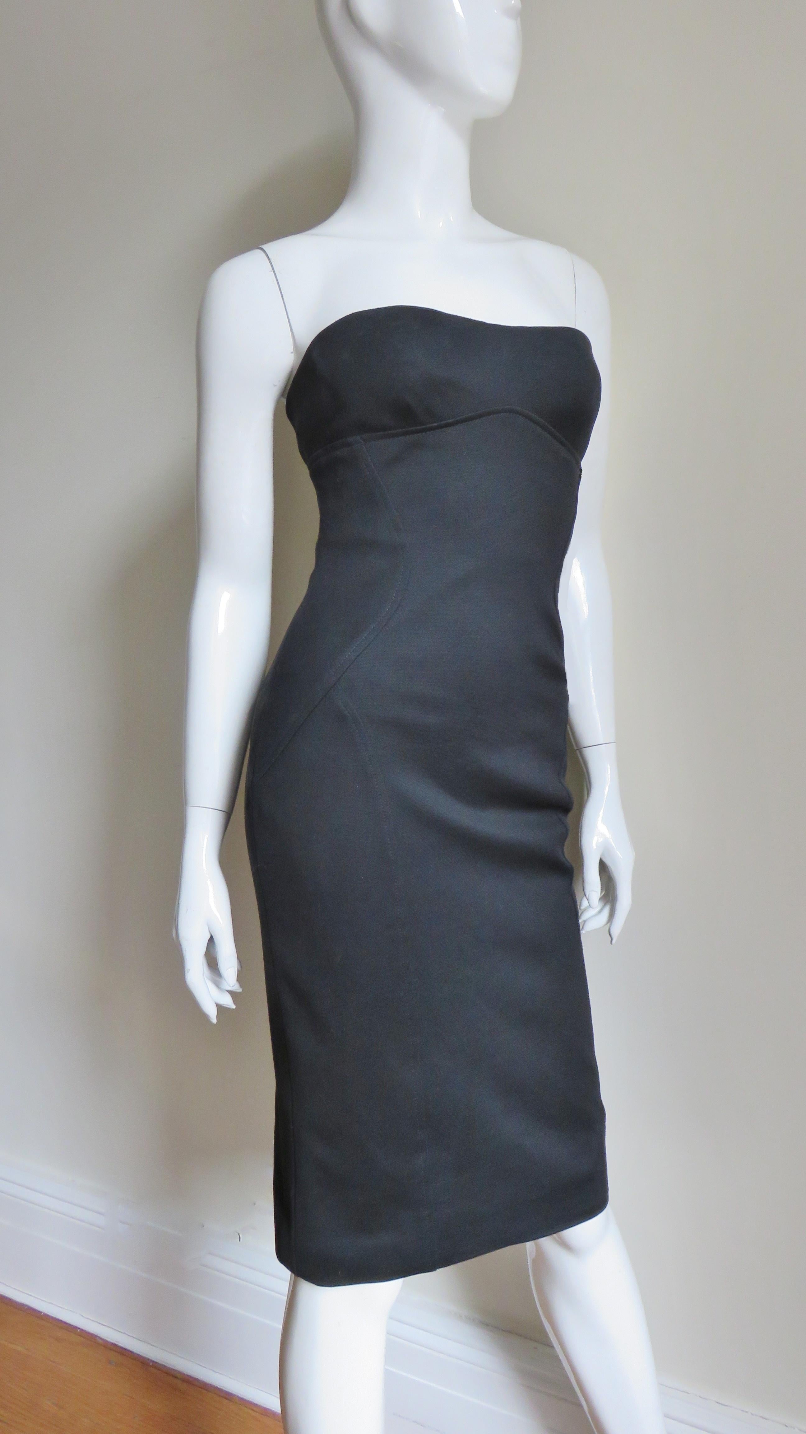 Black Gianni Versace New Strapless Lace Up Dress For Sale