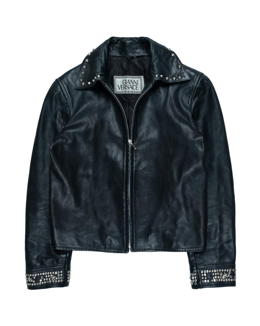 Gianni Versace Studded Leather Jacket In Good Condition For Sale In Beverly Hills, CA