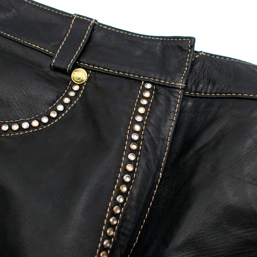 Gianni Versace Studded Skinny Leather Trousers US 6 In Excellent Condition In London, GB