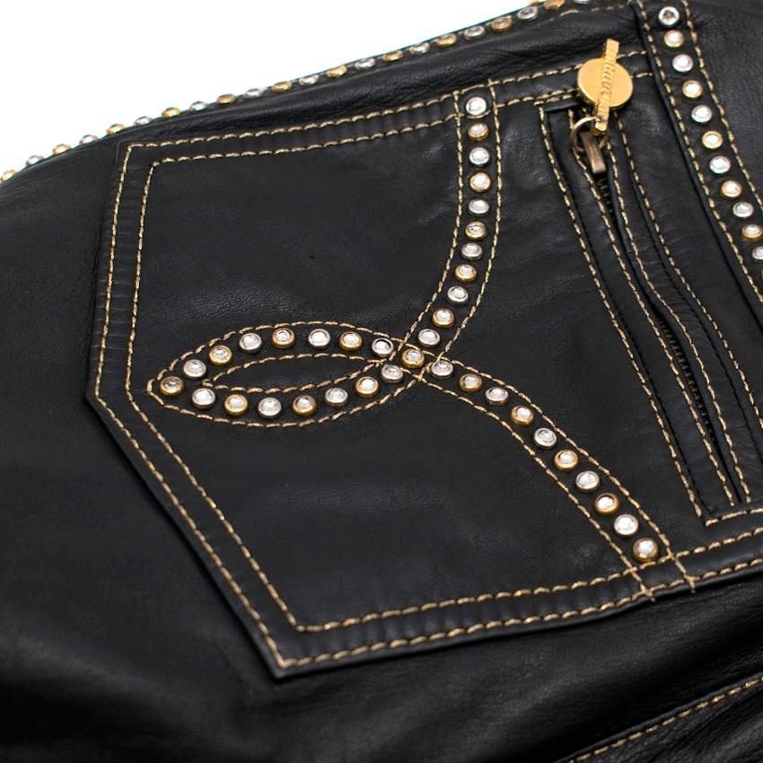 Gianni Versace Studded Skinny Leather Trousers US 6 2