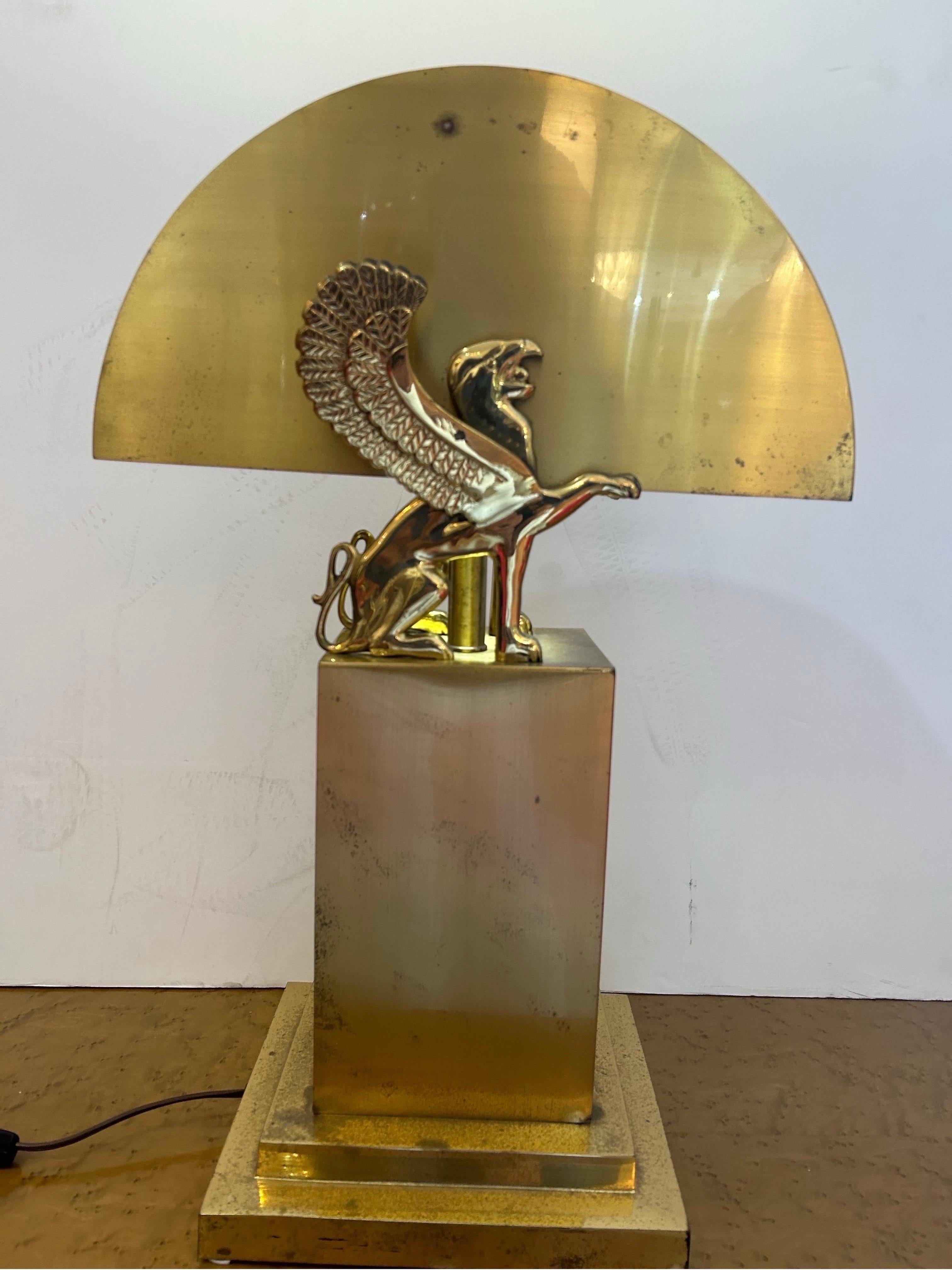 Gianni Versace style brass lamp with winged griffins.. For Sale 4