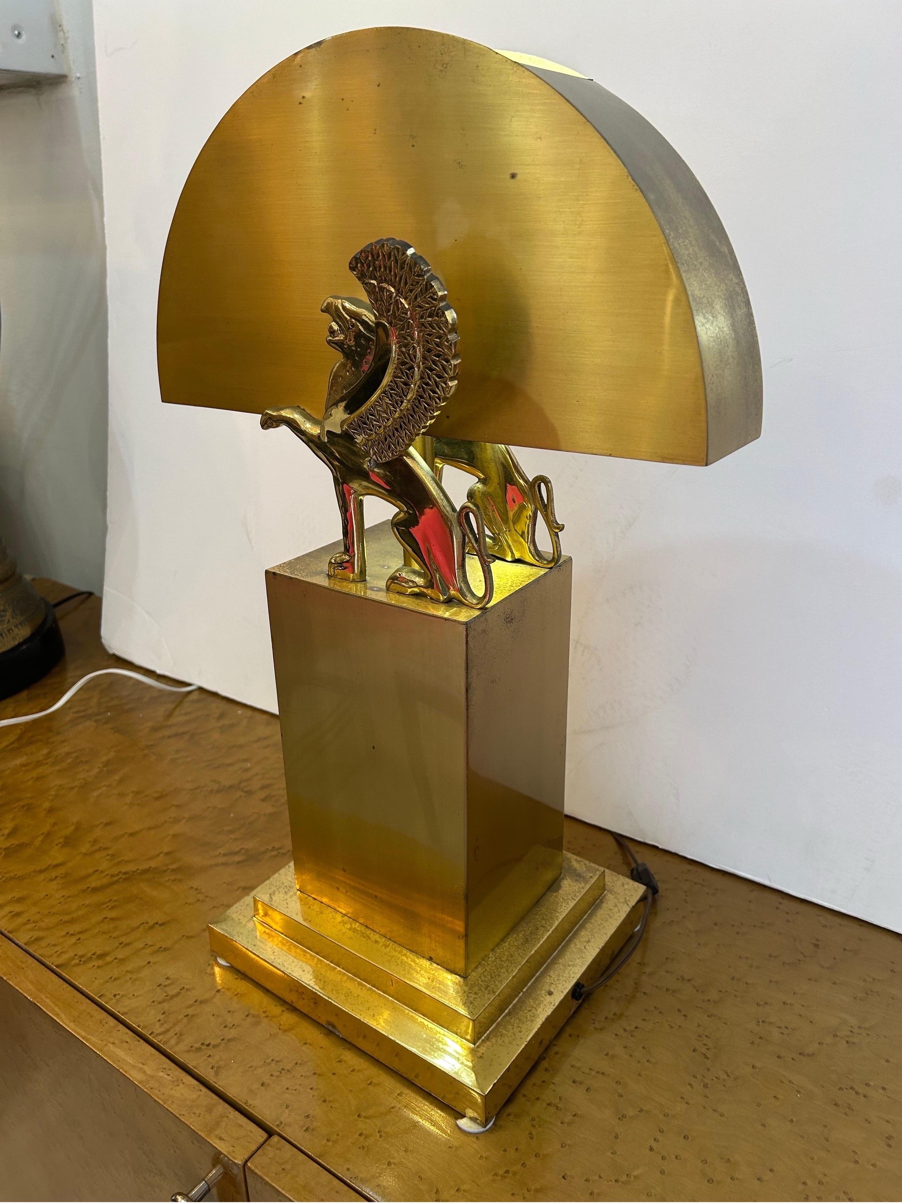 Gianni Versace style brass lamp with winged griffins.. For Sale 6