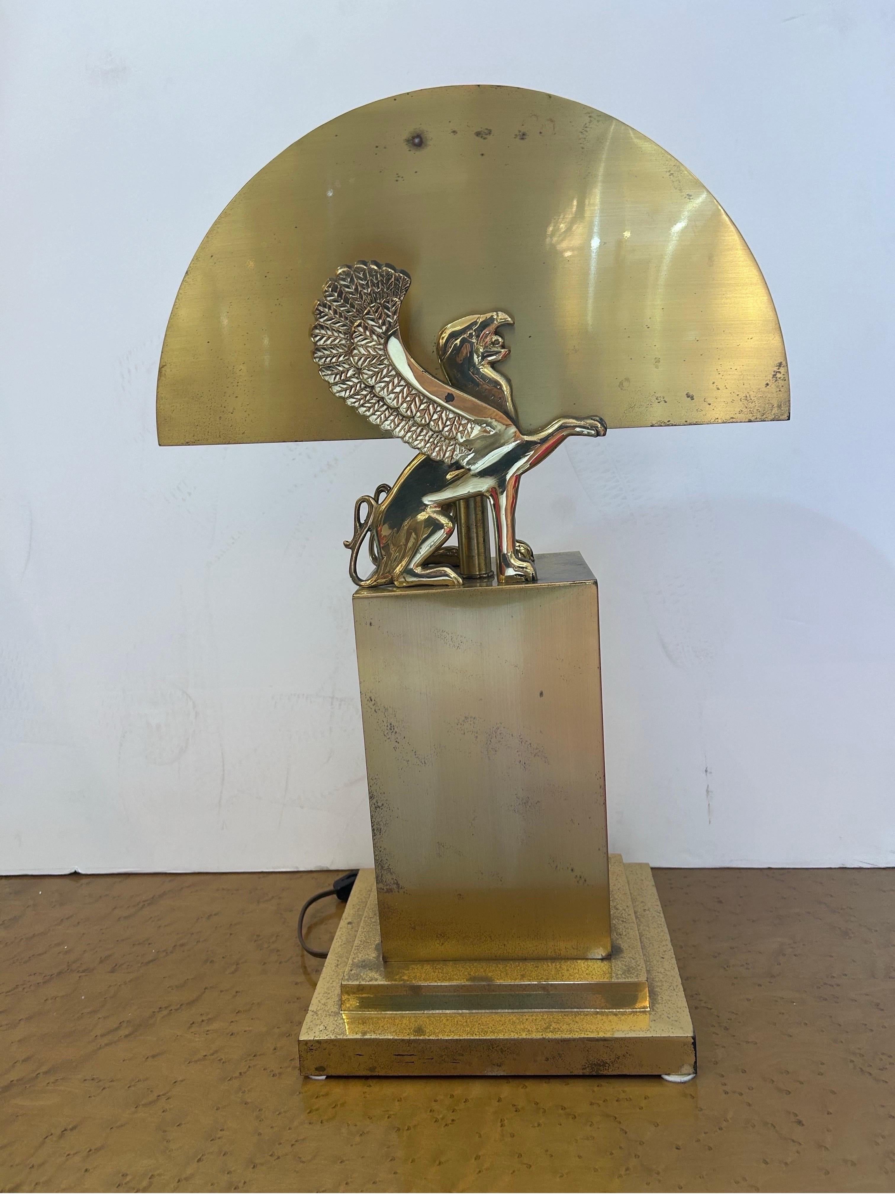 20th Century Gianni Versace style brass lamp with winged griffins.. For Sale