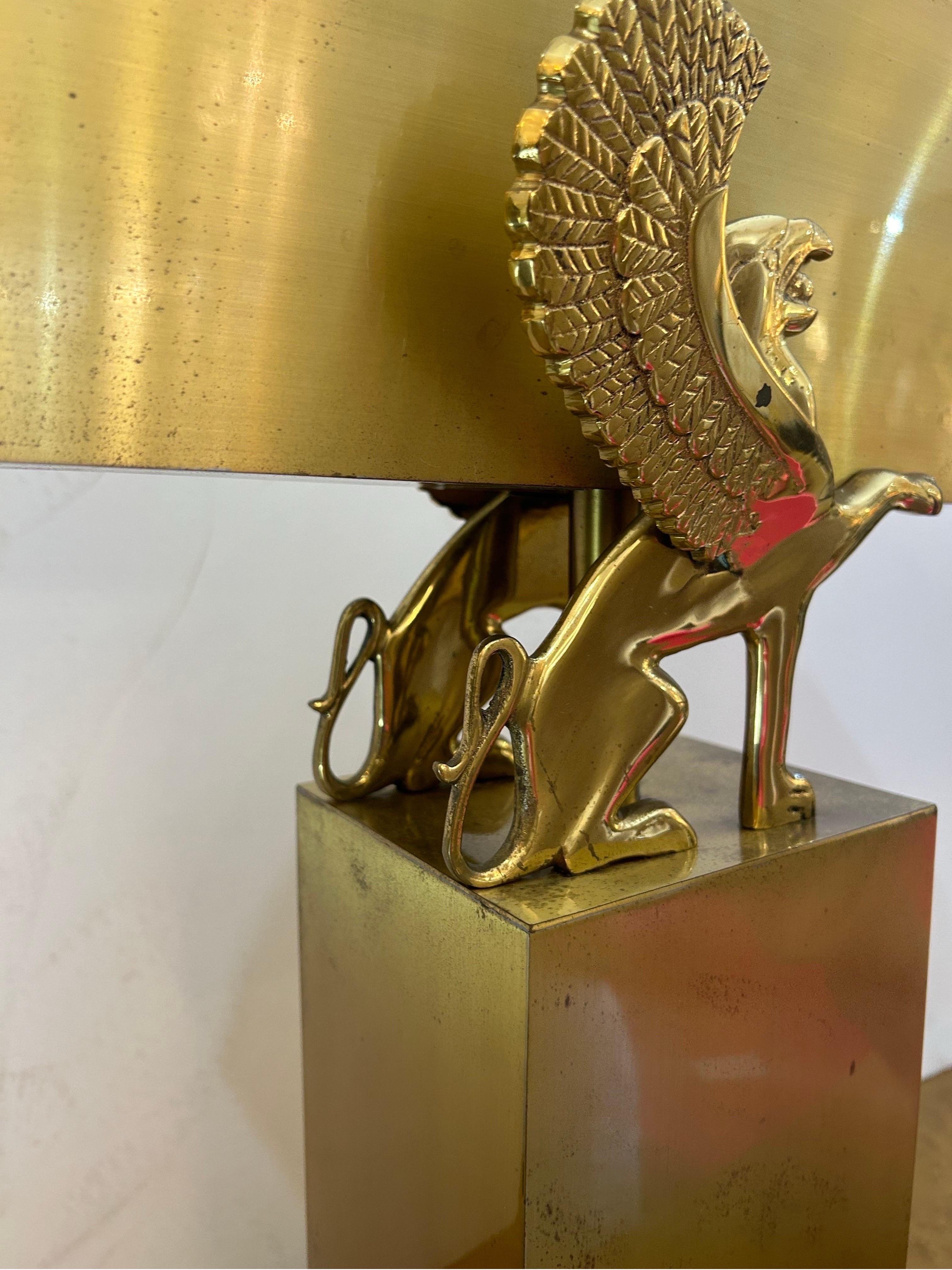 Gianni Versace style brass lamp with winged griffins.. For Sale 2
