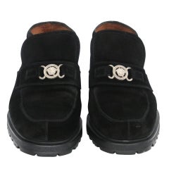 Gianni Versace Suede Leather Slip-On Medusa Loafer Shoes Size 8.5