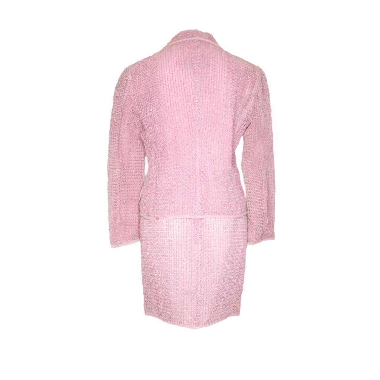 Gianni Versace Suit   Pink Jacket Skirt Set 1990's For Sale 4