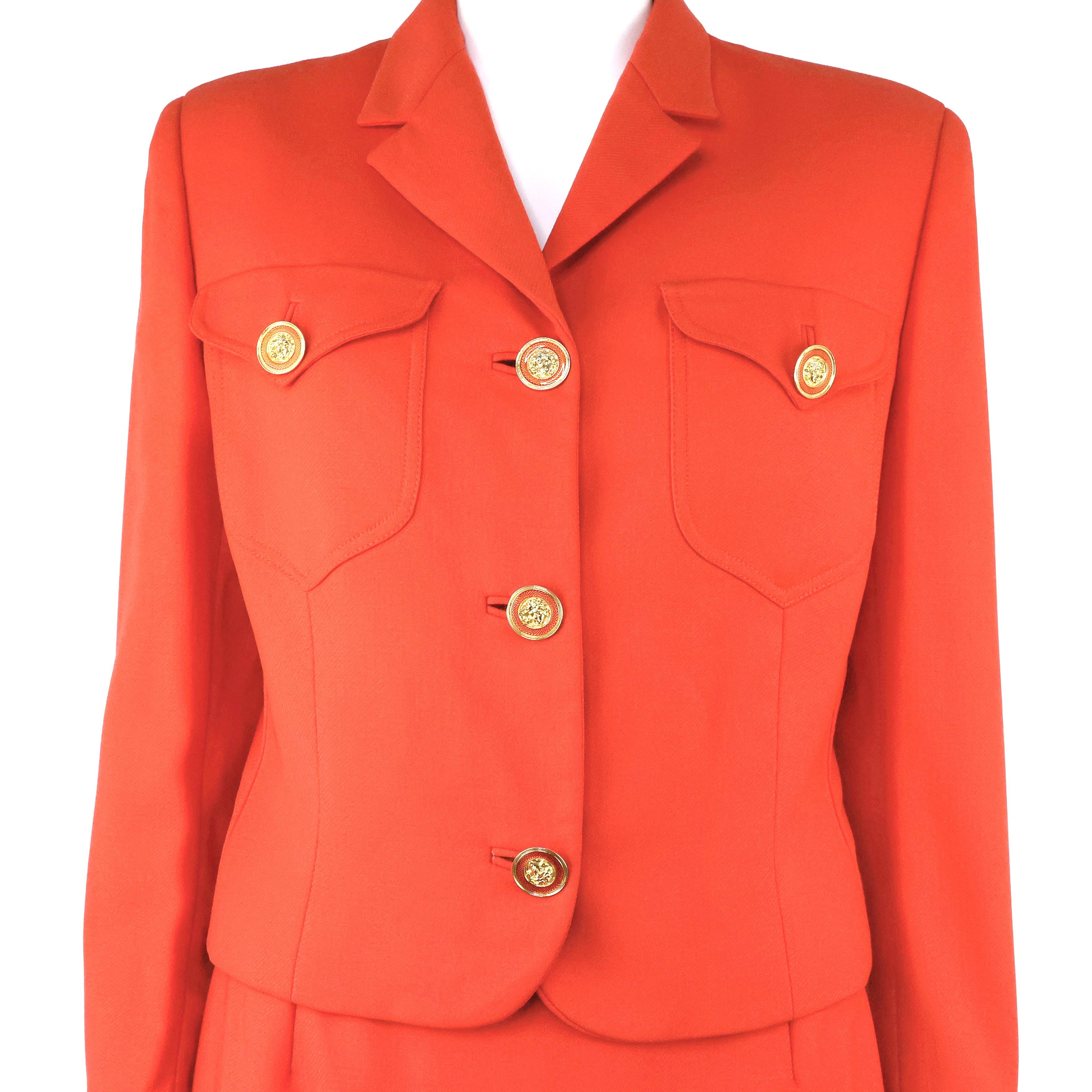 Rosso Abito / Tailleur (giacca e gonna) in lana di Gianni Versace in vendita