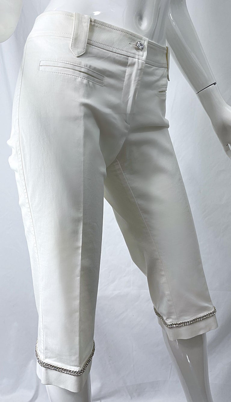 Gianni Versace Sz 44 / 8 Spring Summer 2005 White Rhinestone Bermuda ...