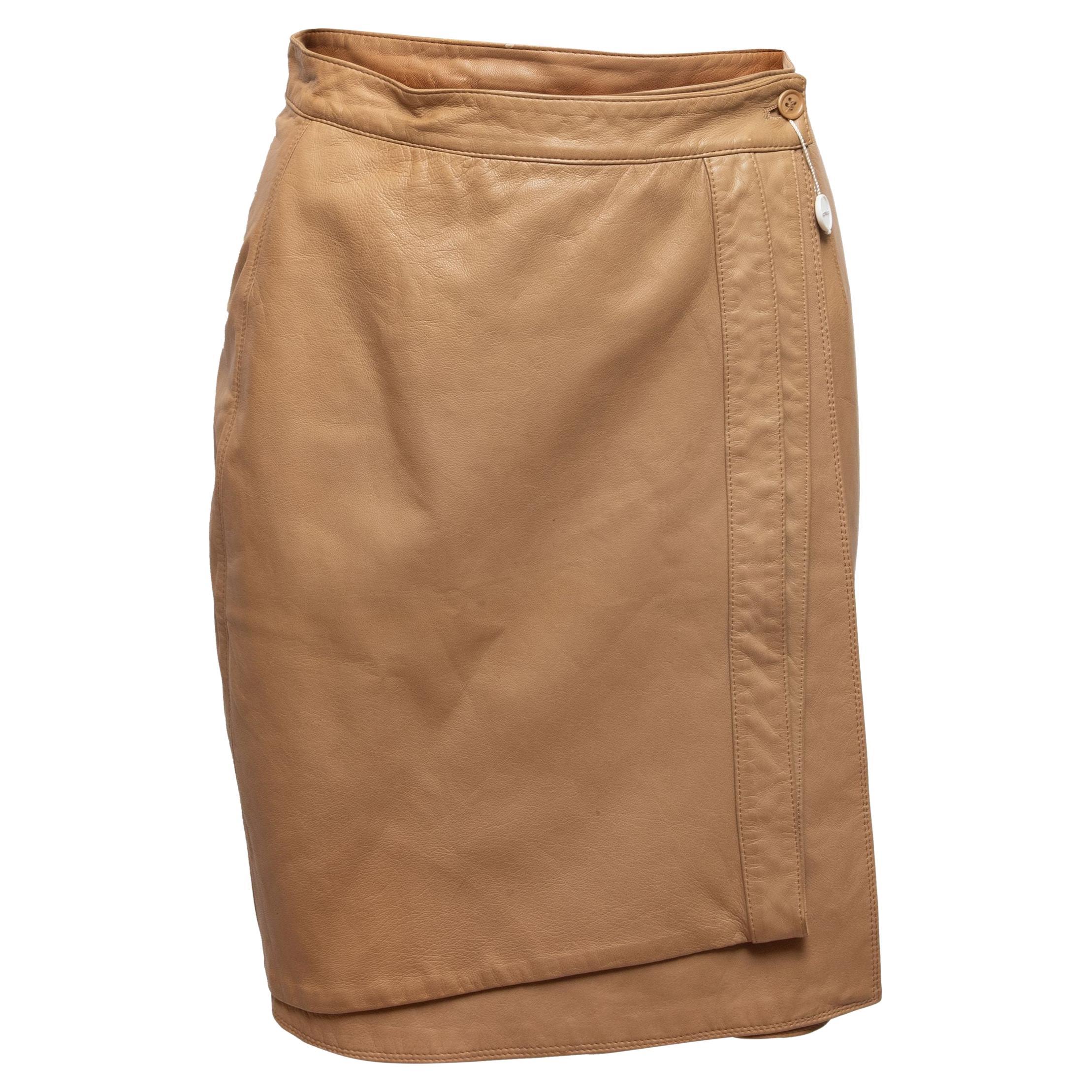 Gianni Versace Tan Leather Wrap Skirt