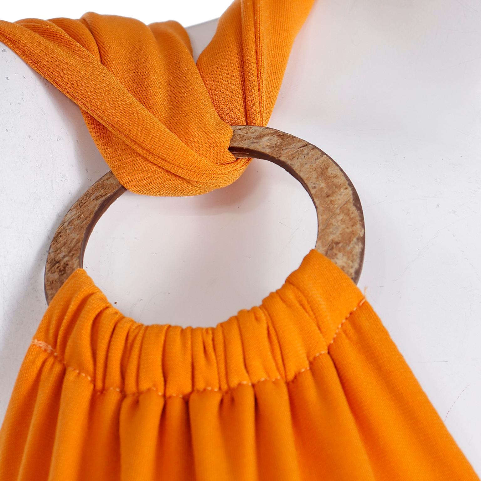 Gianni Versace Tangerine Orange Vintage Stretch Knit Asymmetrical Dress For Sale 2