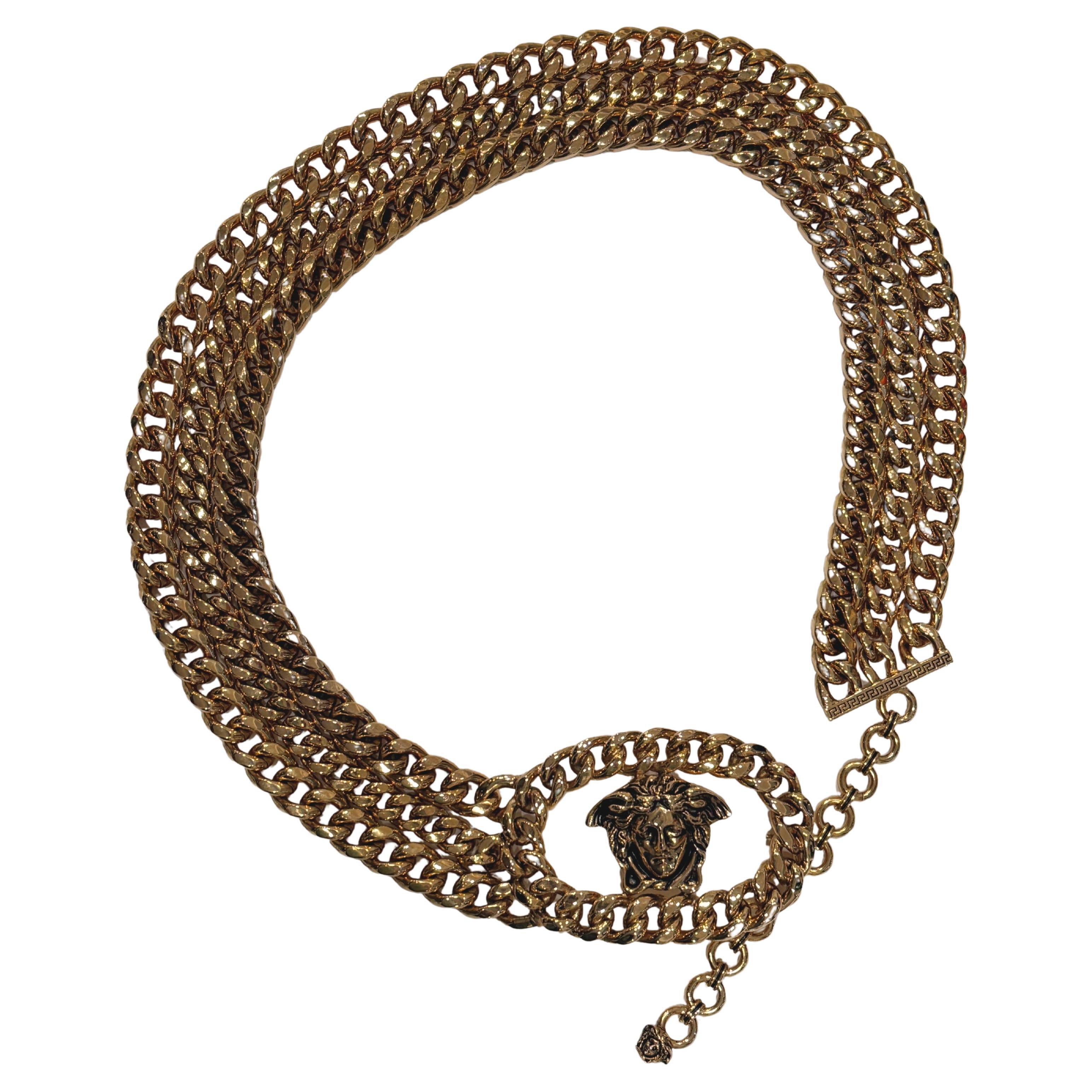 Gianni Versace three chain medusa head belt For Sale