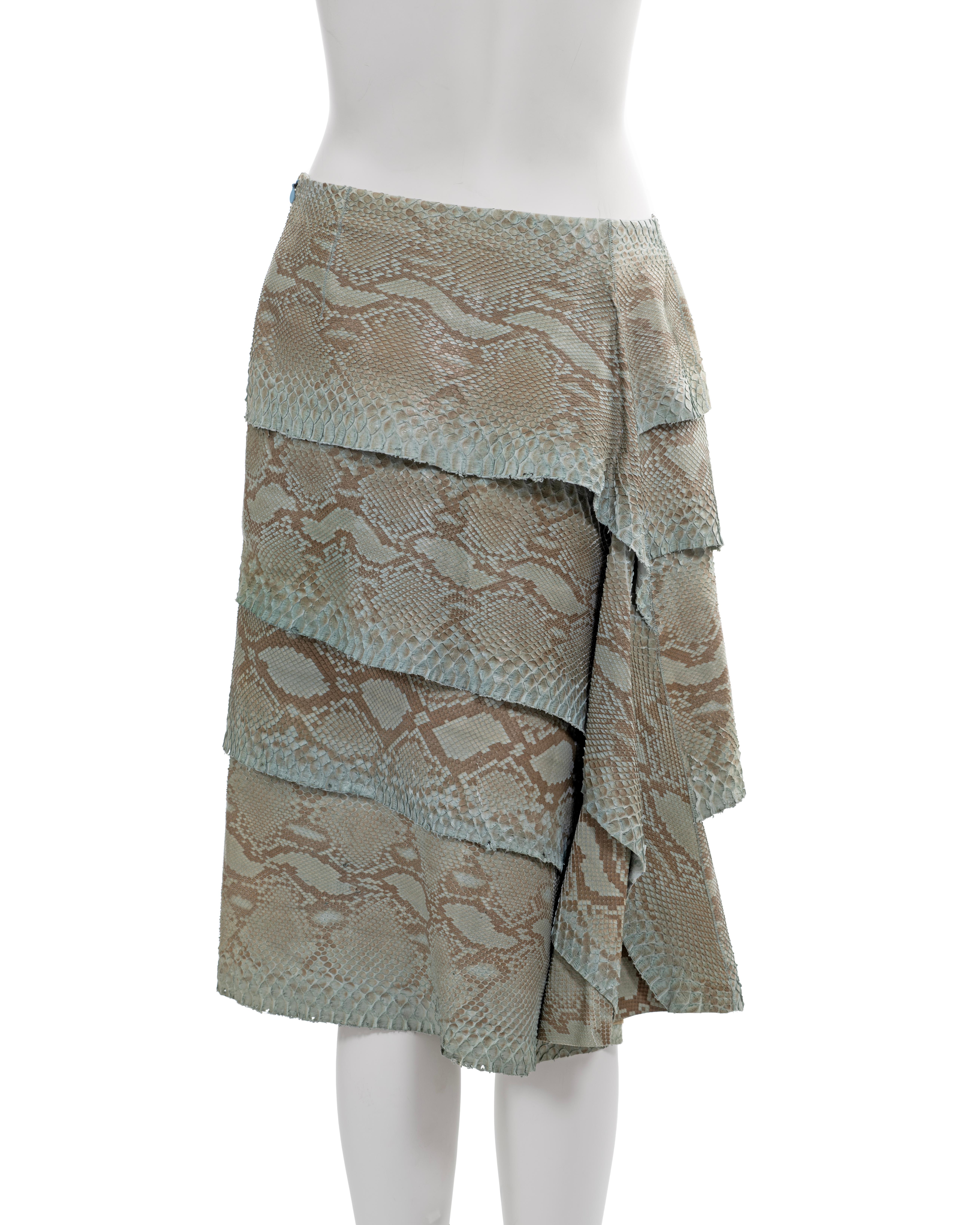 Gianni Versace turquoise python tiered skirt, fw 1999 For Sale 6