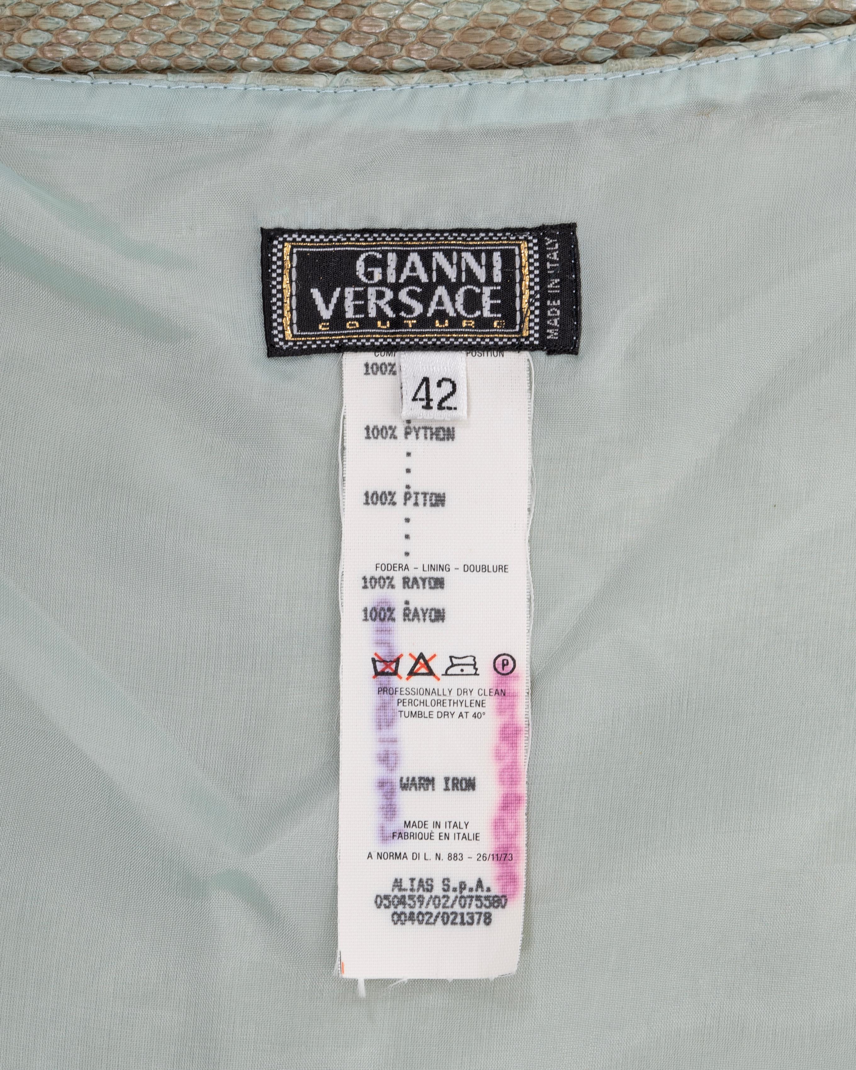 Jupe à cravate en python turquoise de Gianni Versace, A/H 1999 en vente 8