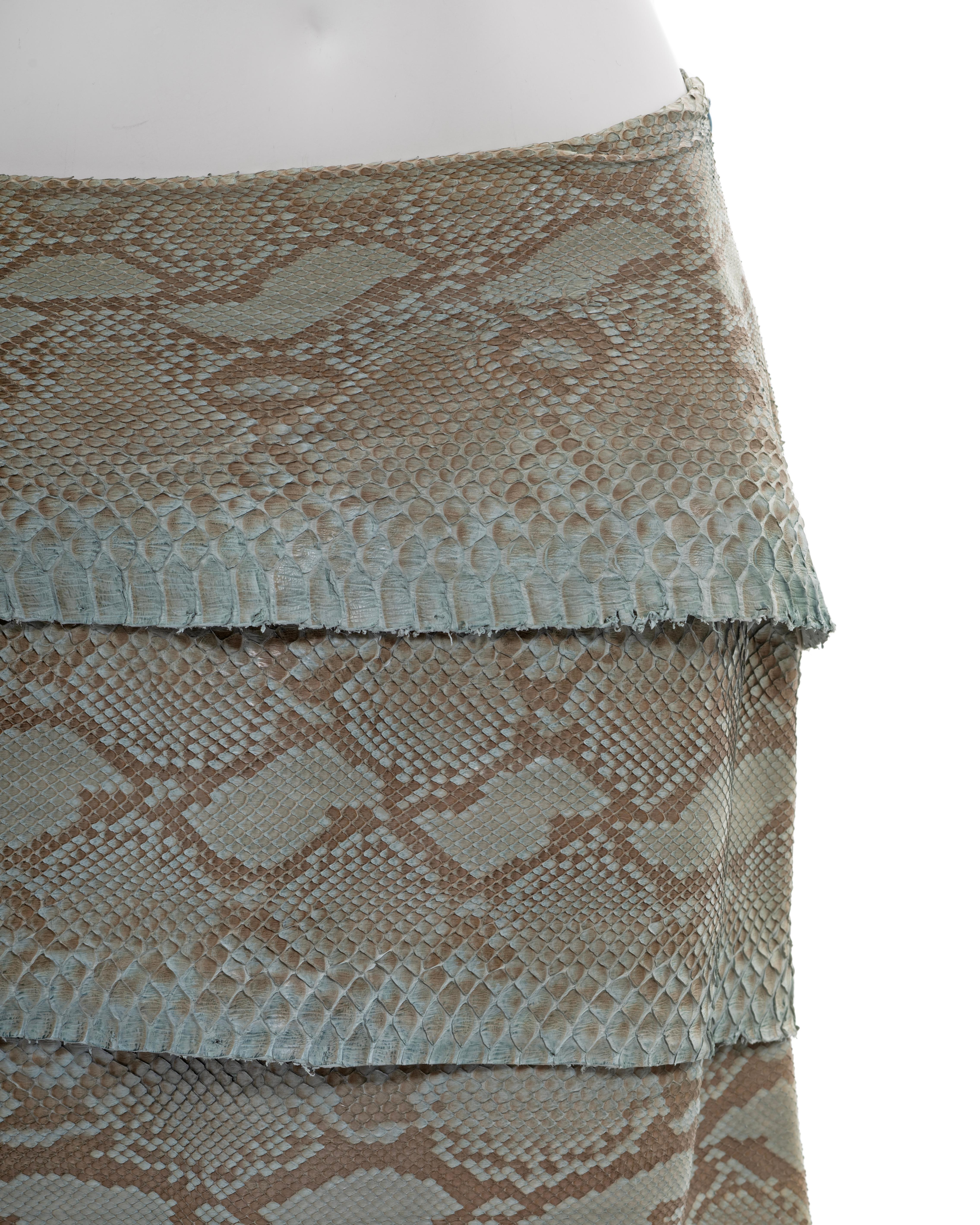 Women's Gianni Versace turquoise python tiered skirt, fw 1999 For Sale