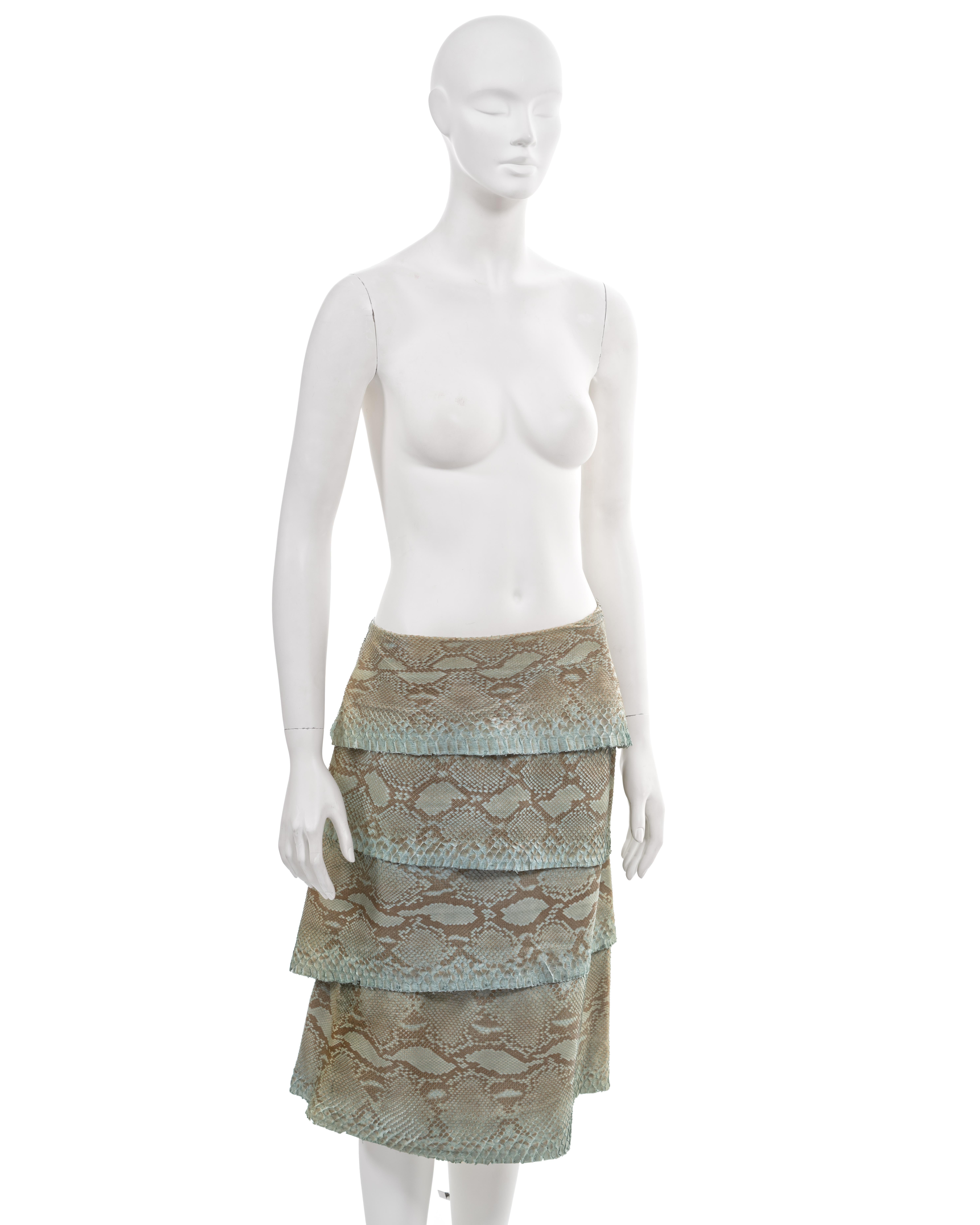 Gianni Versace turquoise python tiered skirt, fw 1999 For Sale 2