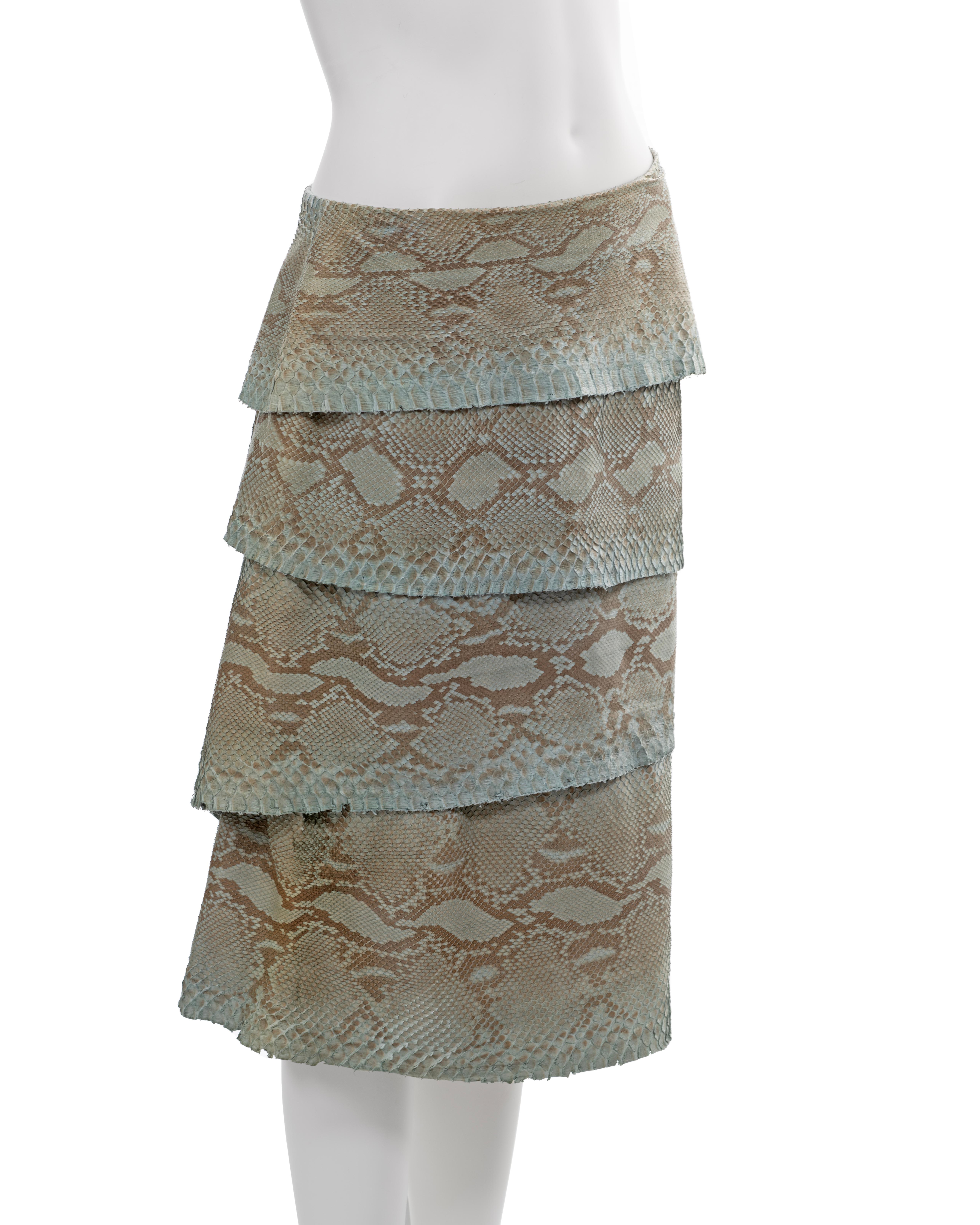 Gianni Versace turquoise python tiered skirt, fw 1999 For Sale 3