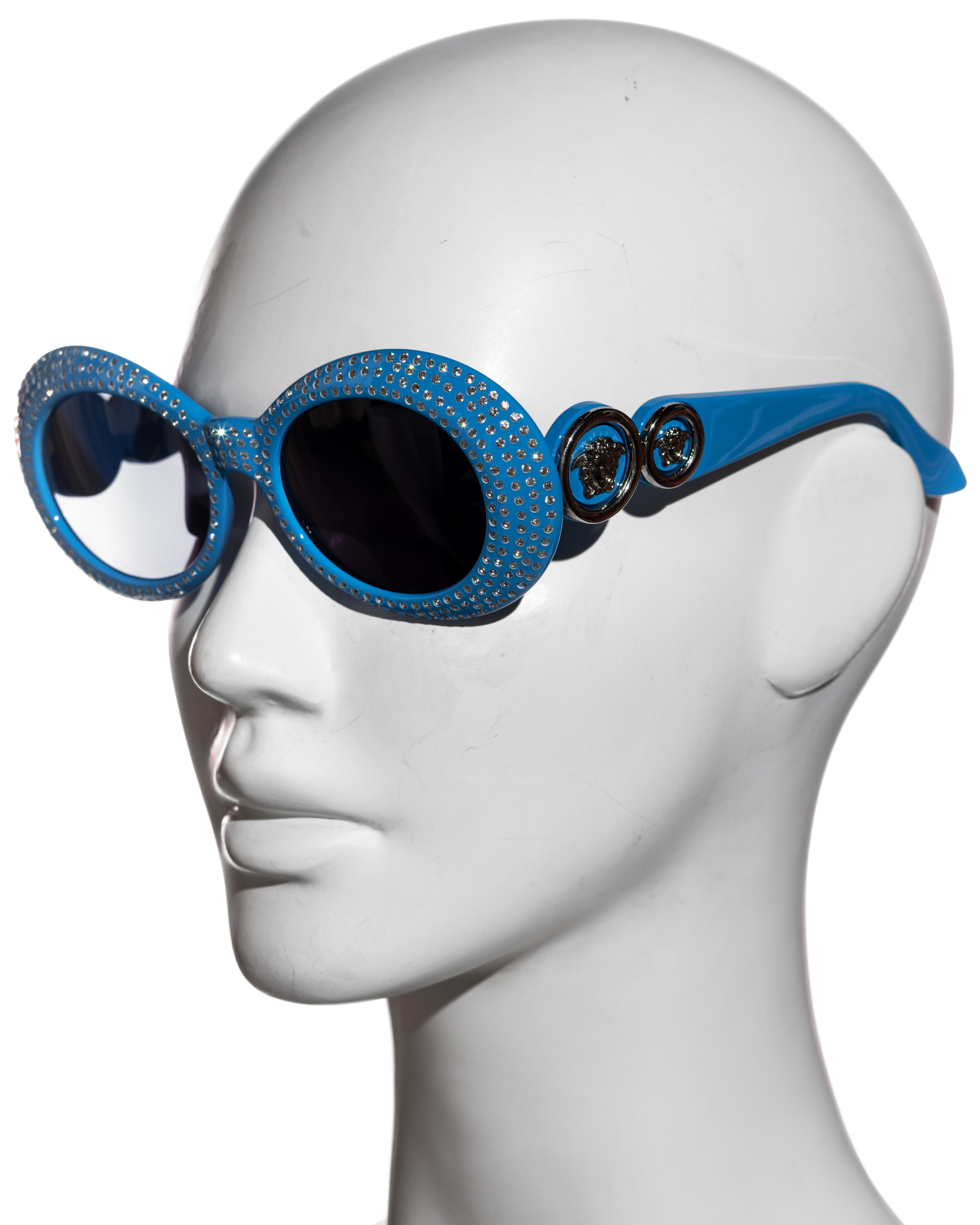 Gianni Versace unisex blue rhinestone sunglasses, fw 1996 1