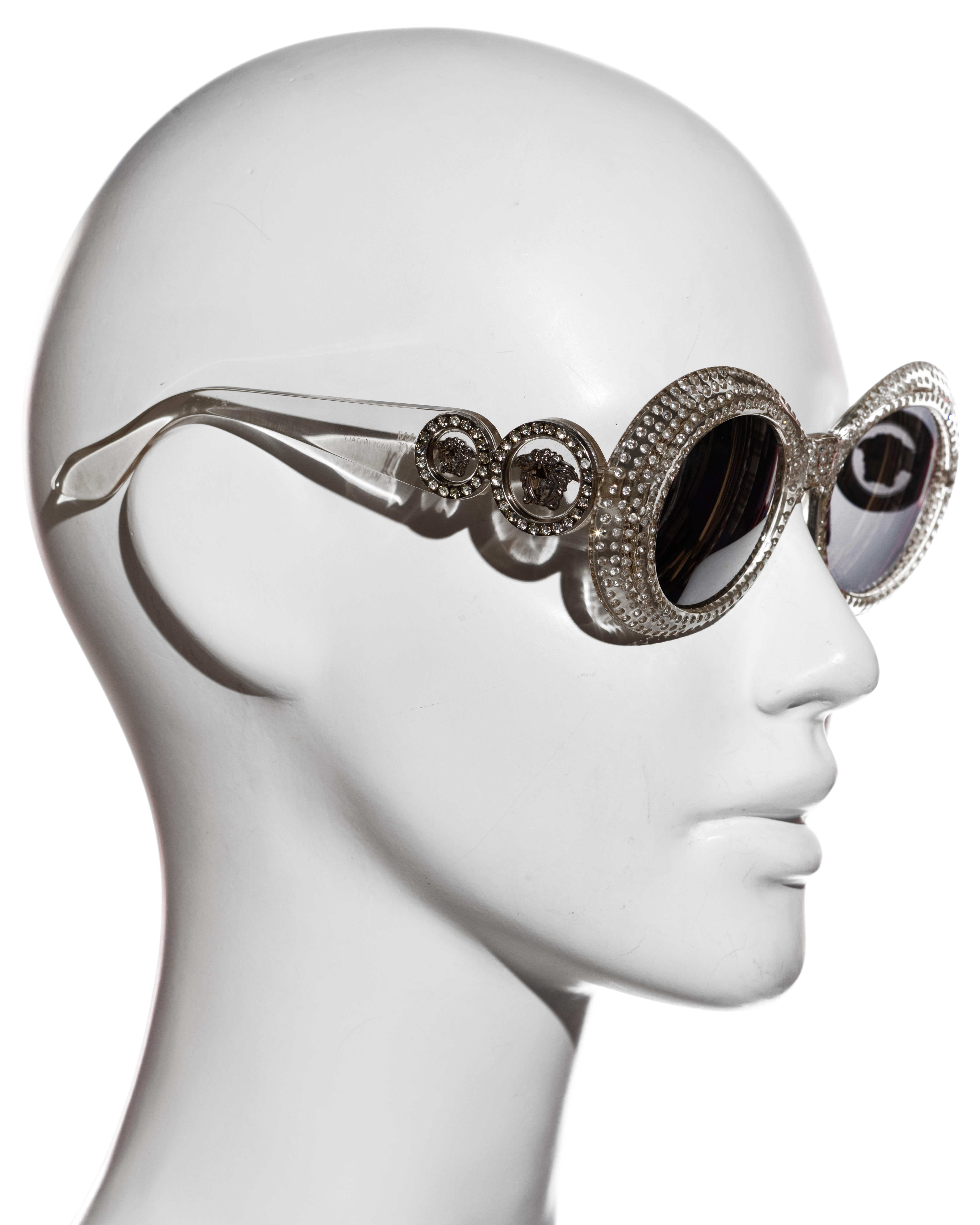 Gianni Versace unisex clear frame rhinestone sunglasses, fw 1996 2