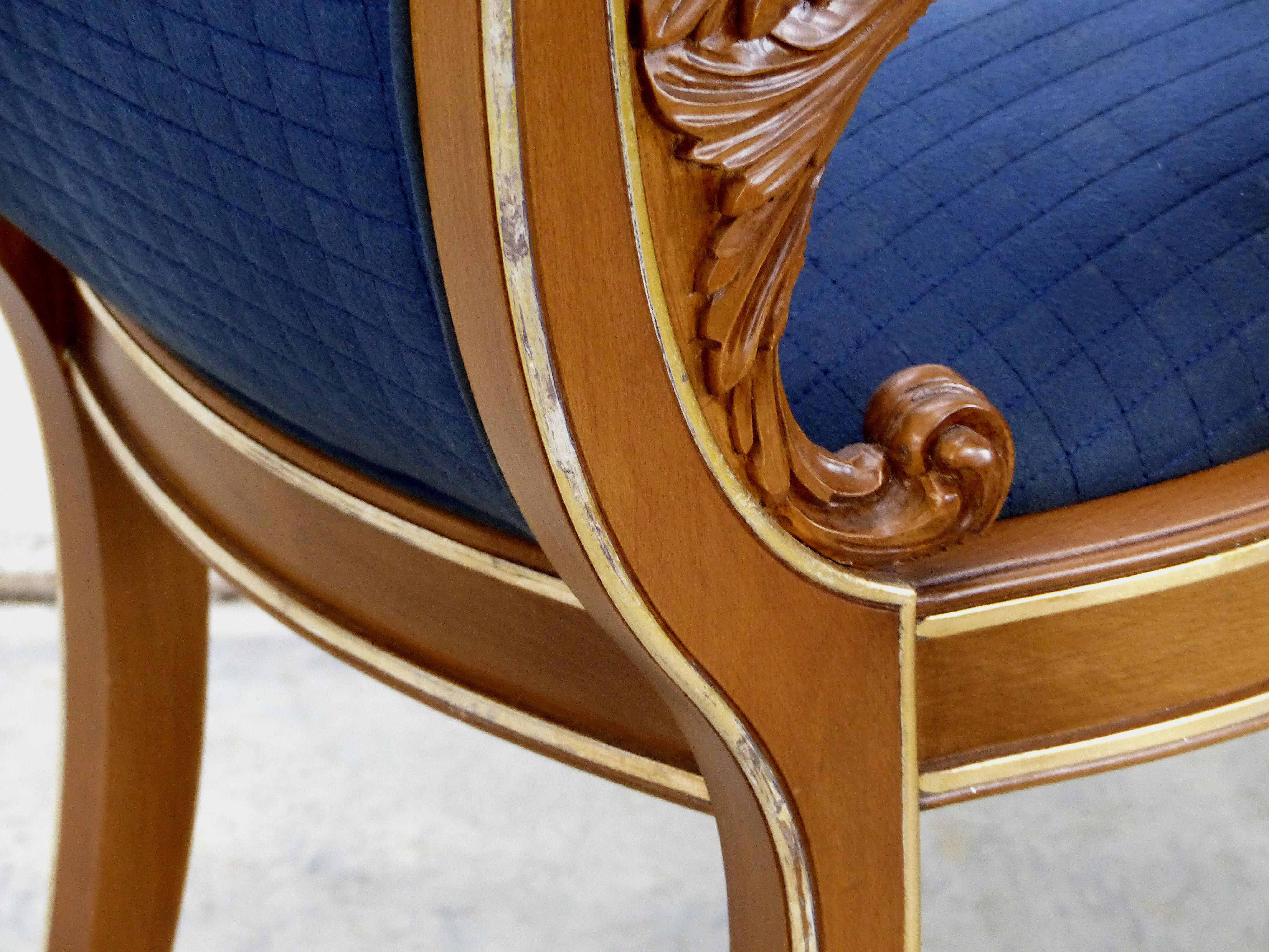 Contemporary Gianni Versace Vanitas Carved Armchair with a Scrolling Arm and Gilt Details