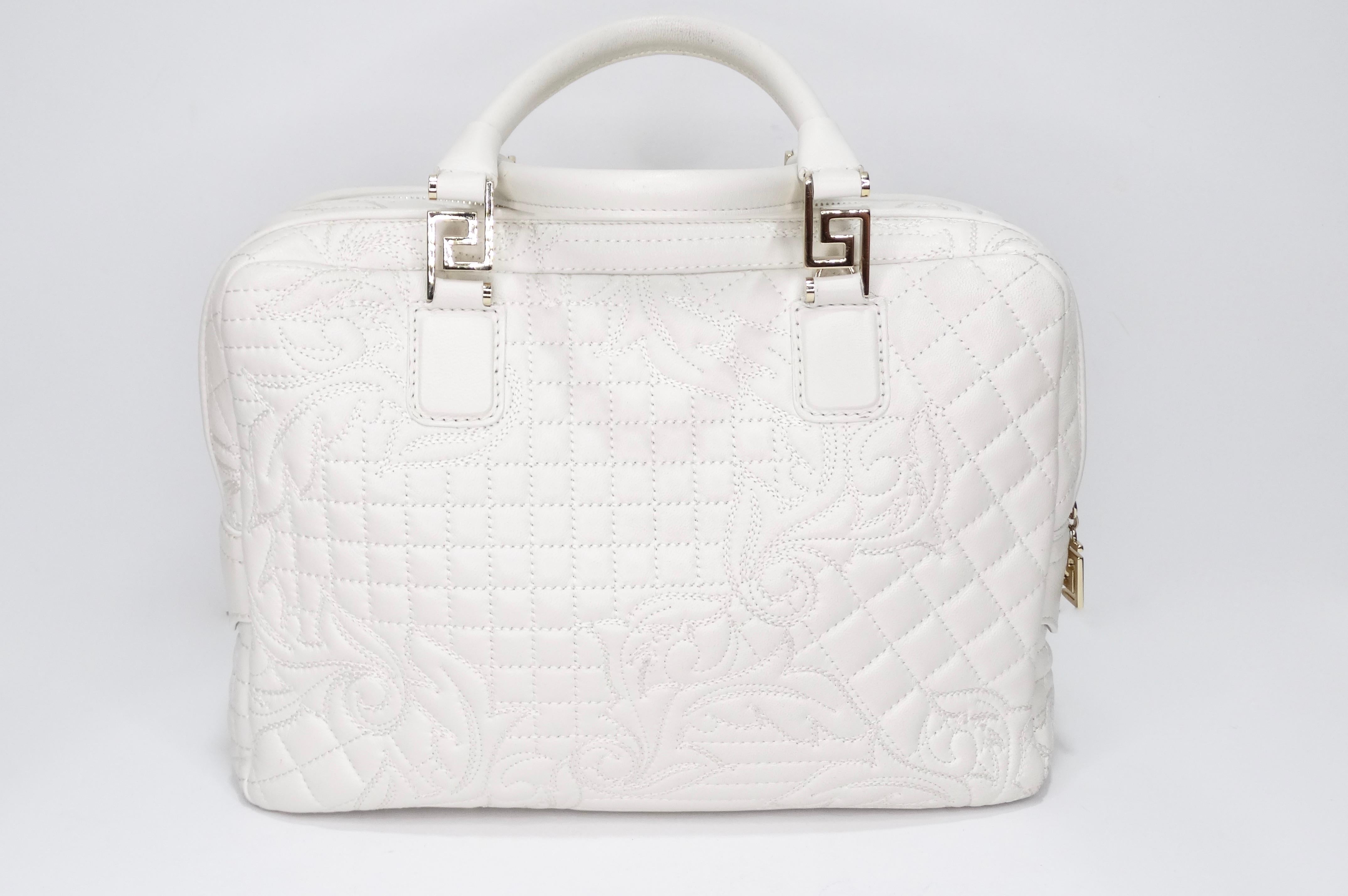 Gray Gianni Versace Vanitas Quilted Handbag For Sale