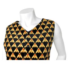 Gianni Versace Velvet Bee Print Button-Down Vest circa 1980s