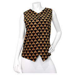 Gianni Versace Velvet Bee Print Button-Down Vest circa 1980s