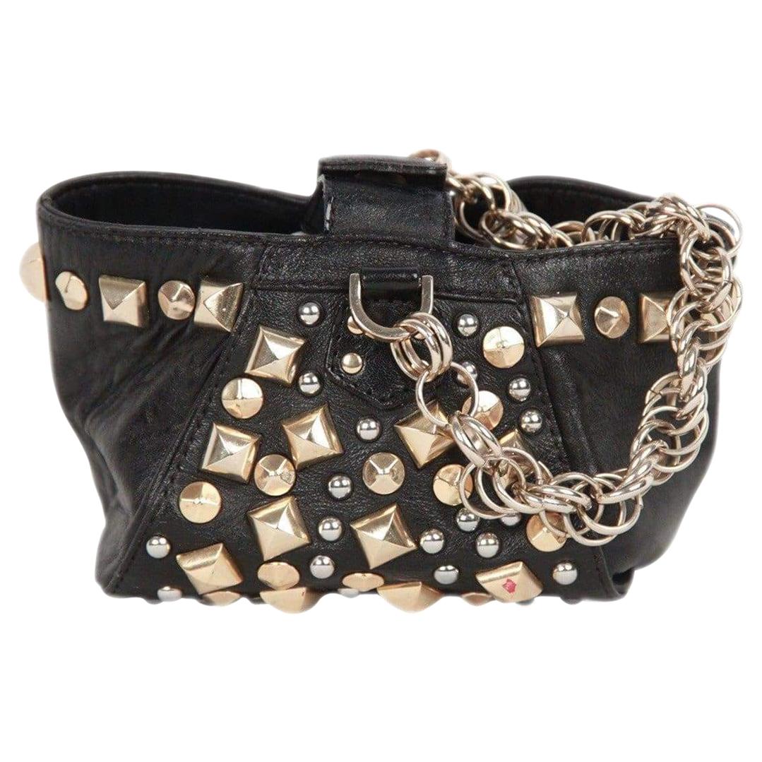 Gianni Versace Versace For H&M Limited Edition Black Leather Studded Mini Bag