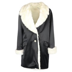 Gianni Versace Versatile Couture Faux Fur Lined Satin Coat It 42 Uk 10