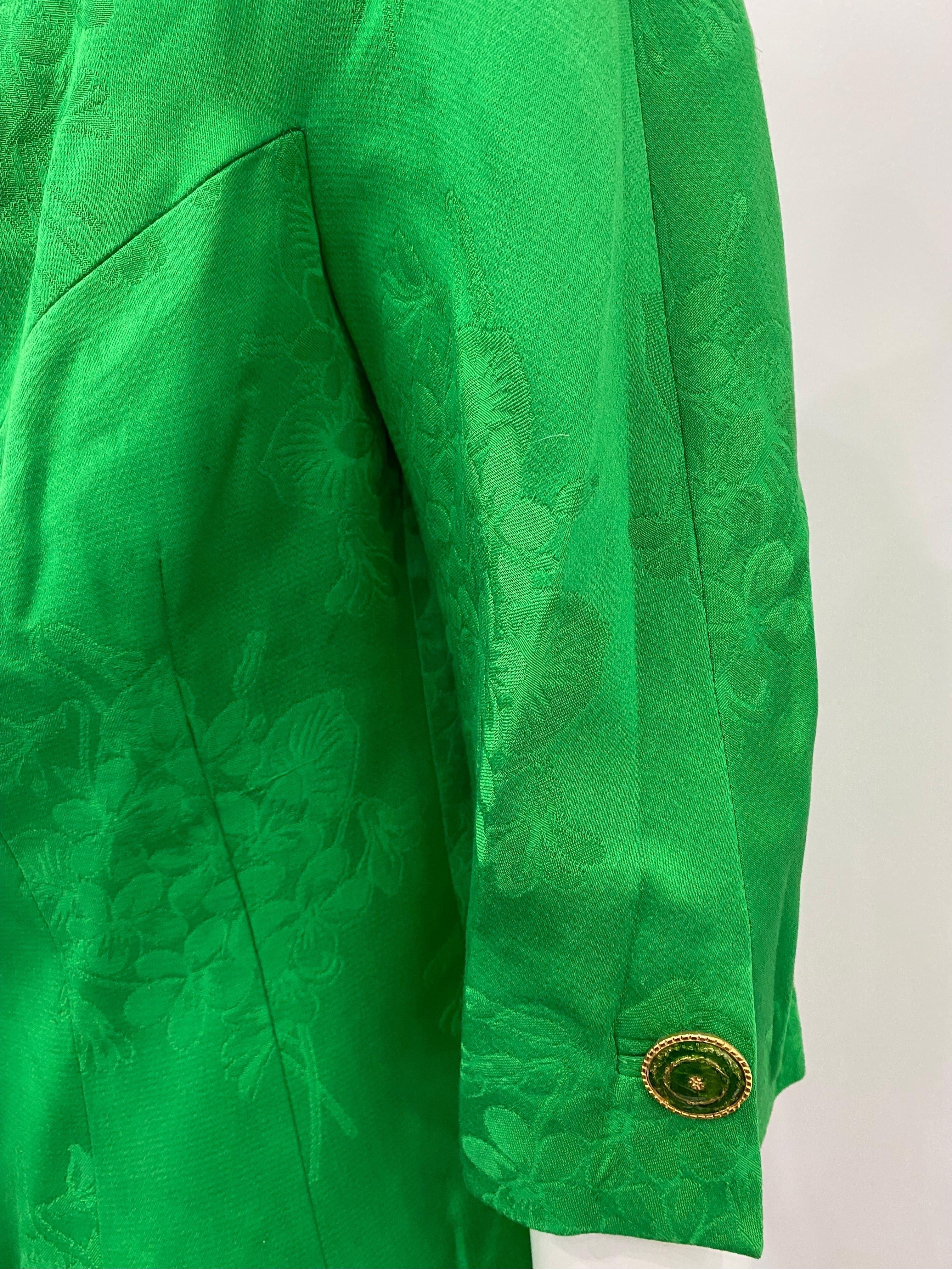 Gianni Versace Versatile Vintage Green Damask Silk Jacket - Size 42 For Sale 1