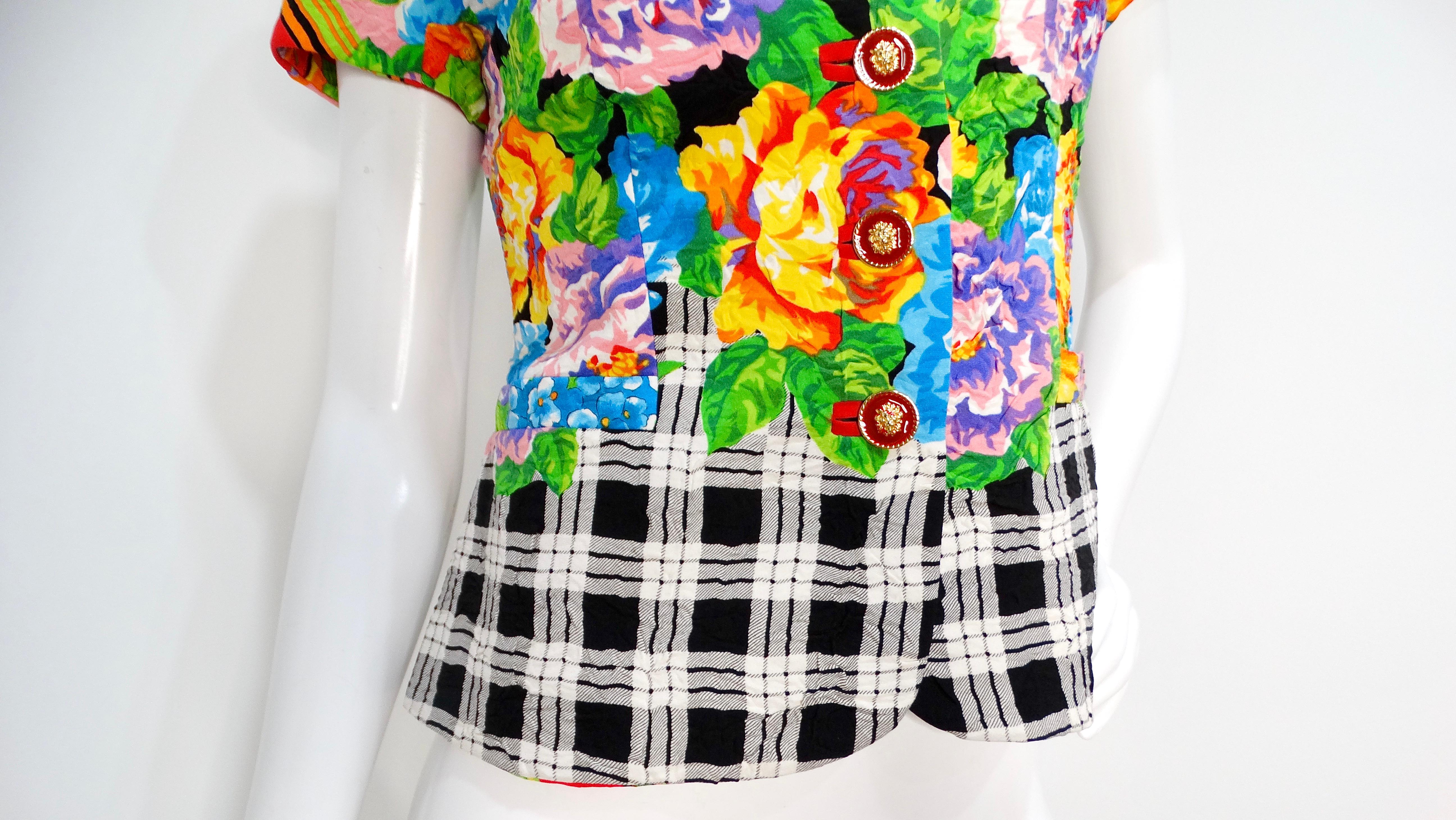 Gianni Versace Versus 1990s Bold Floral Print Top In Good Condition In Scottsdale, AZ