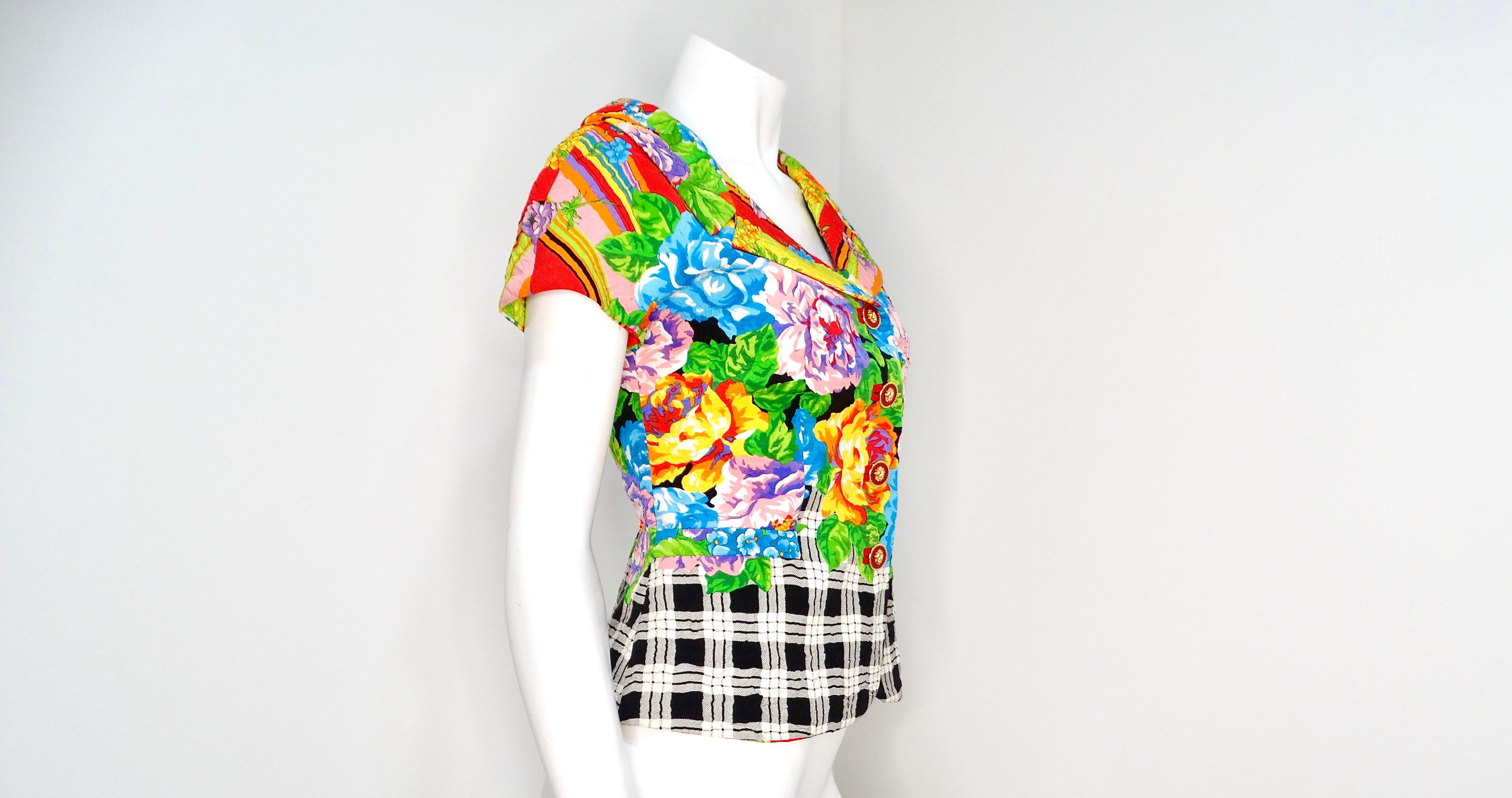 Gianni Versace Versus 1990s Bold Floral Print Top 2