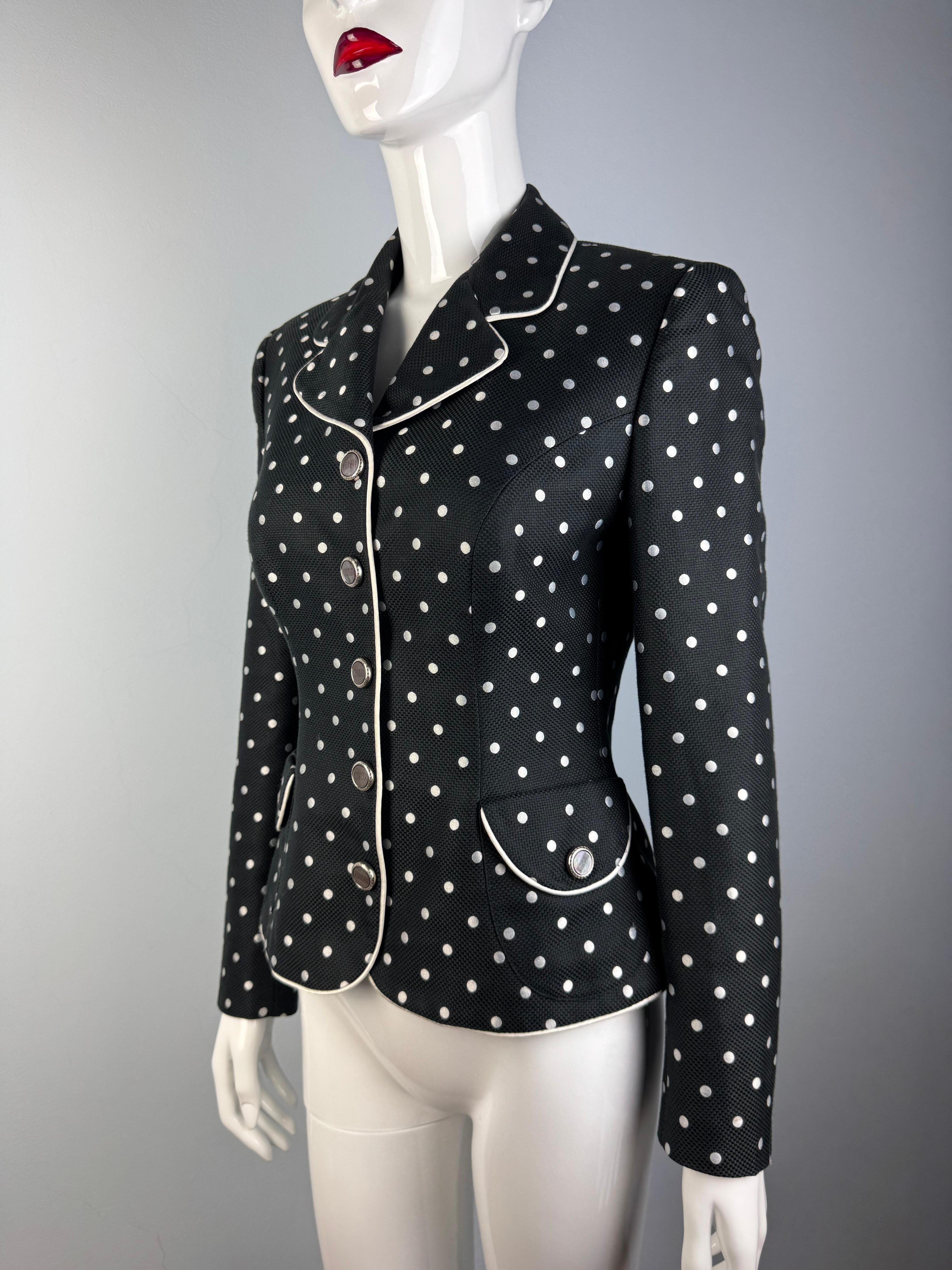 Nero Gianni Versace Giacca a Dot Dot Dot Anni '90 in vendita