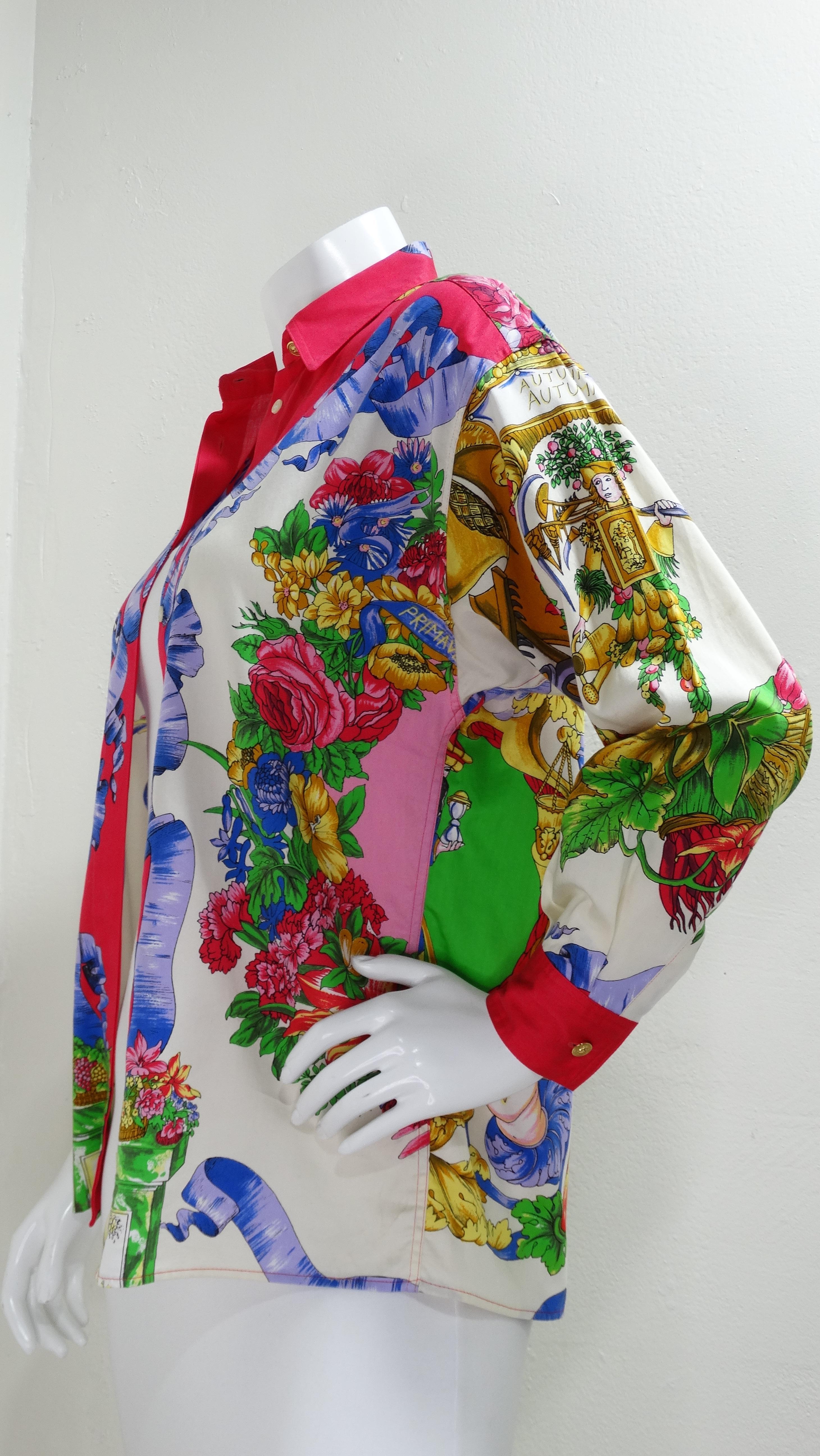 Gianni Versace Versus 1990's Print Blouse For Sale 3