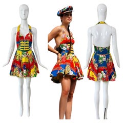 GIANNI VERSACE VERSUS 1993 Vintage Iconic Halter Mini Dress w. Tulle Underlay