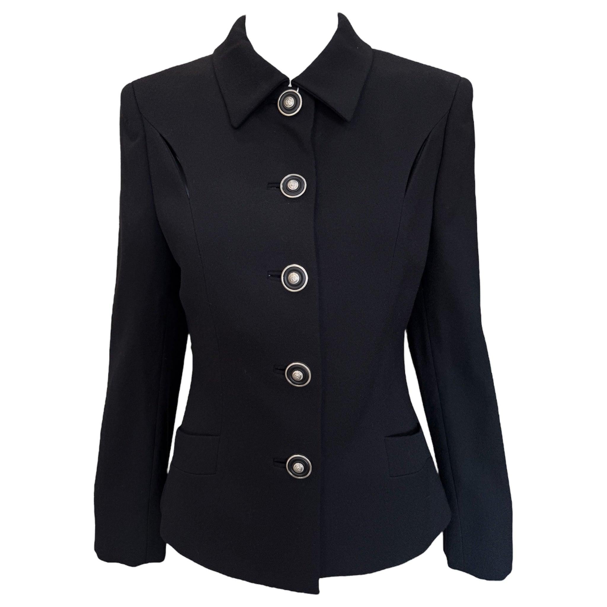 Gianni Versace VERSUS Black Tailored Skirt Suit, New/Old, 1990s In New Condition For Sale In Los Angeles, CA