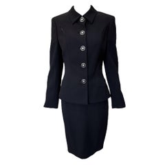 Gianni Versace VERSUS Black Tailored Skirt Suit, New/Old, 1990s