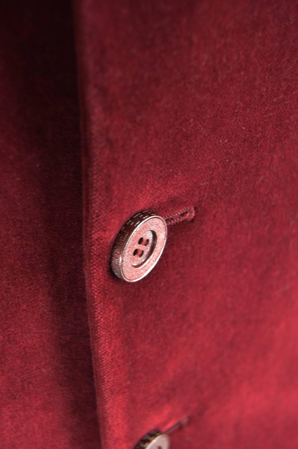 Gianni Versace Versus Men's Dark Red Velvet Vintage Blazer Jacket, 1990s For Sale 1