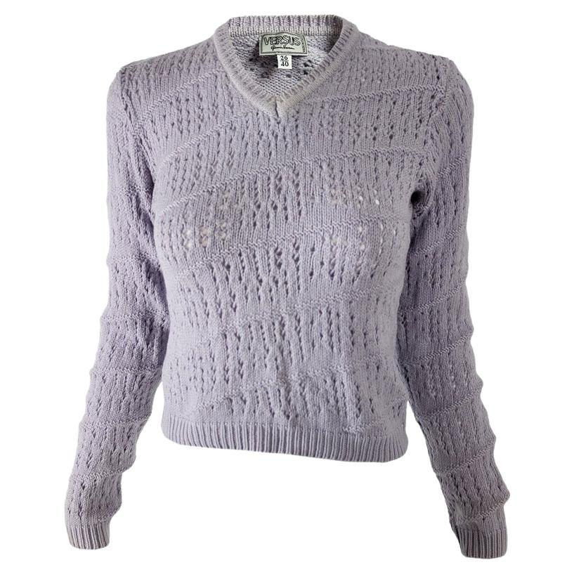 Gianni Versace Versus Pastel Purple Lavender Virgin Wool Knit Sweater Jumper For Sale