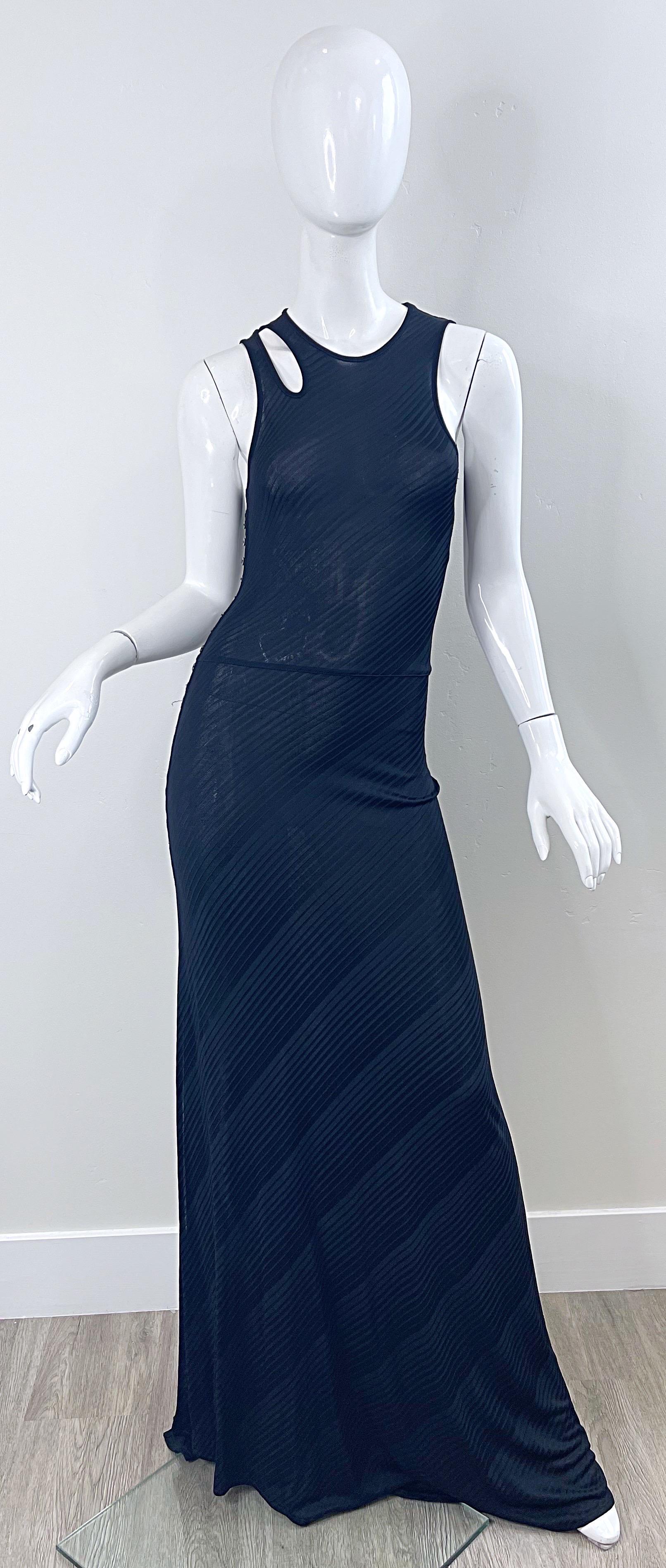 Gianni Versace Versus Spring 2001 Black Cut Out Sleeveless Vintage Jersey Gown  For Sale 9
