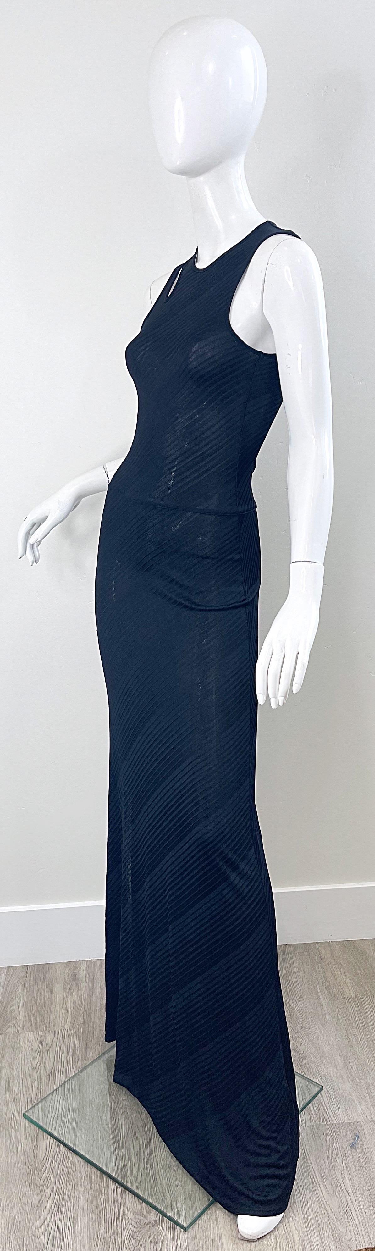 Gianni Versace Versus Spring 2001 Black Cut Out Sleeveless Vintage Jersey Gown  For Sale 10