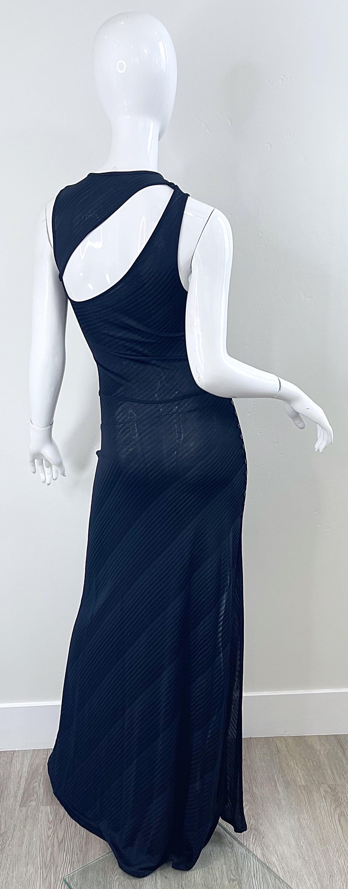 Gianni Versace Versus Spring 2001 Black Cut Out Sleeveless Vintage Jersey Gown For Sale 12