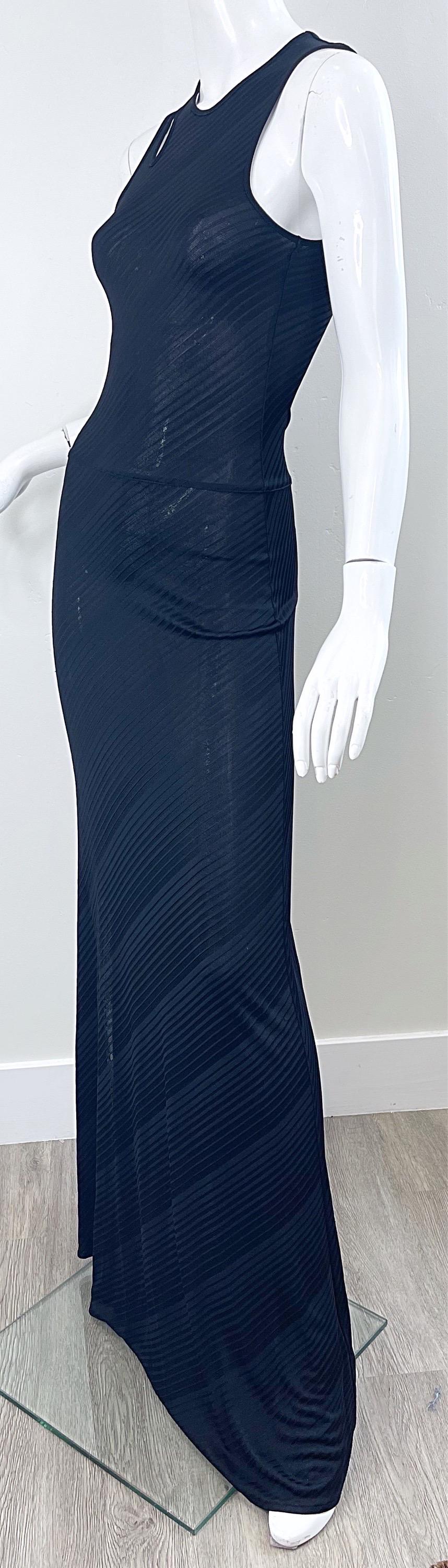 Gianni Versace Versus Spring 2001 Black Cut Out Sleeveless Vintage Jersey Gown  For Sale 5