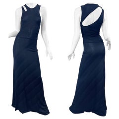 Gianni Versace Versus Spring 2001 Black Cut Out Sleeveless Vintage Jersey Gown